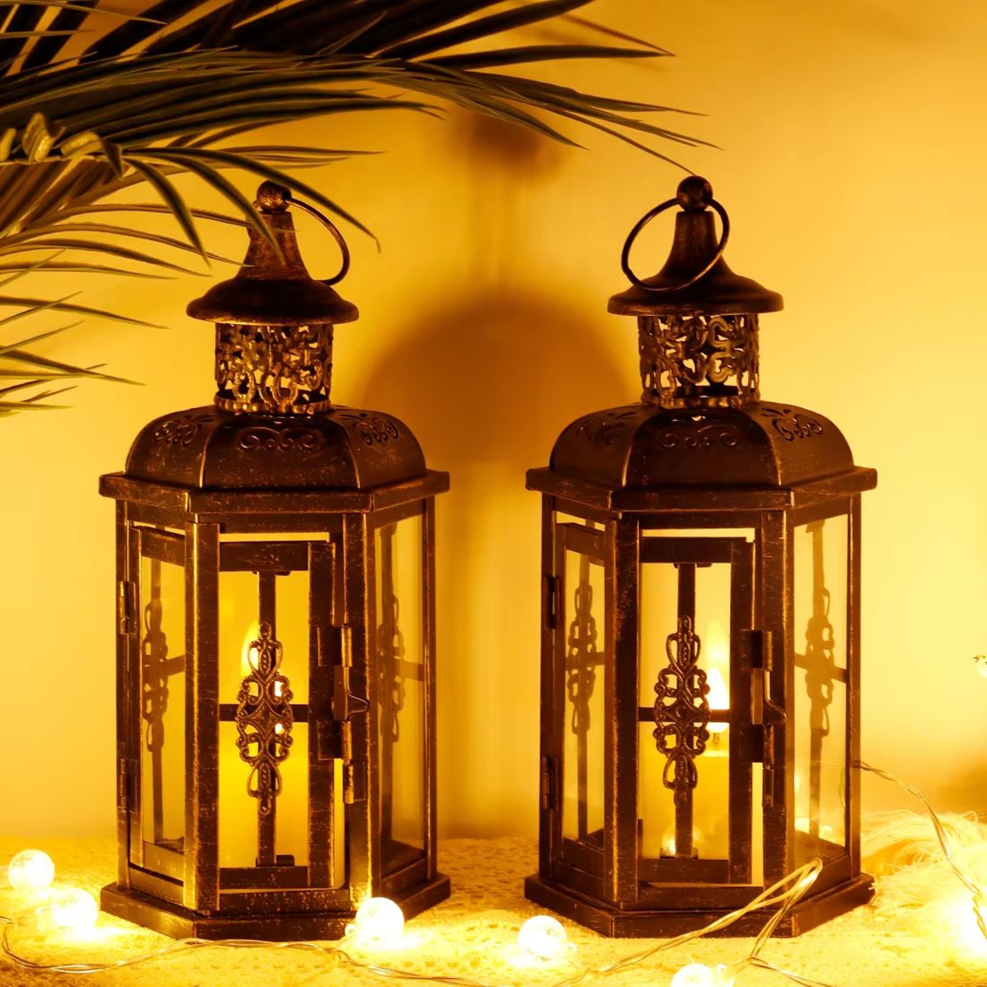 Vintage Nordic Black Iron Candle Lantern Hanging Decor For Home  Wedding 1