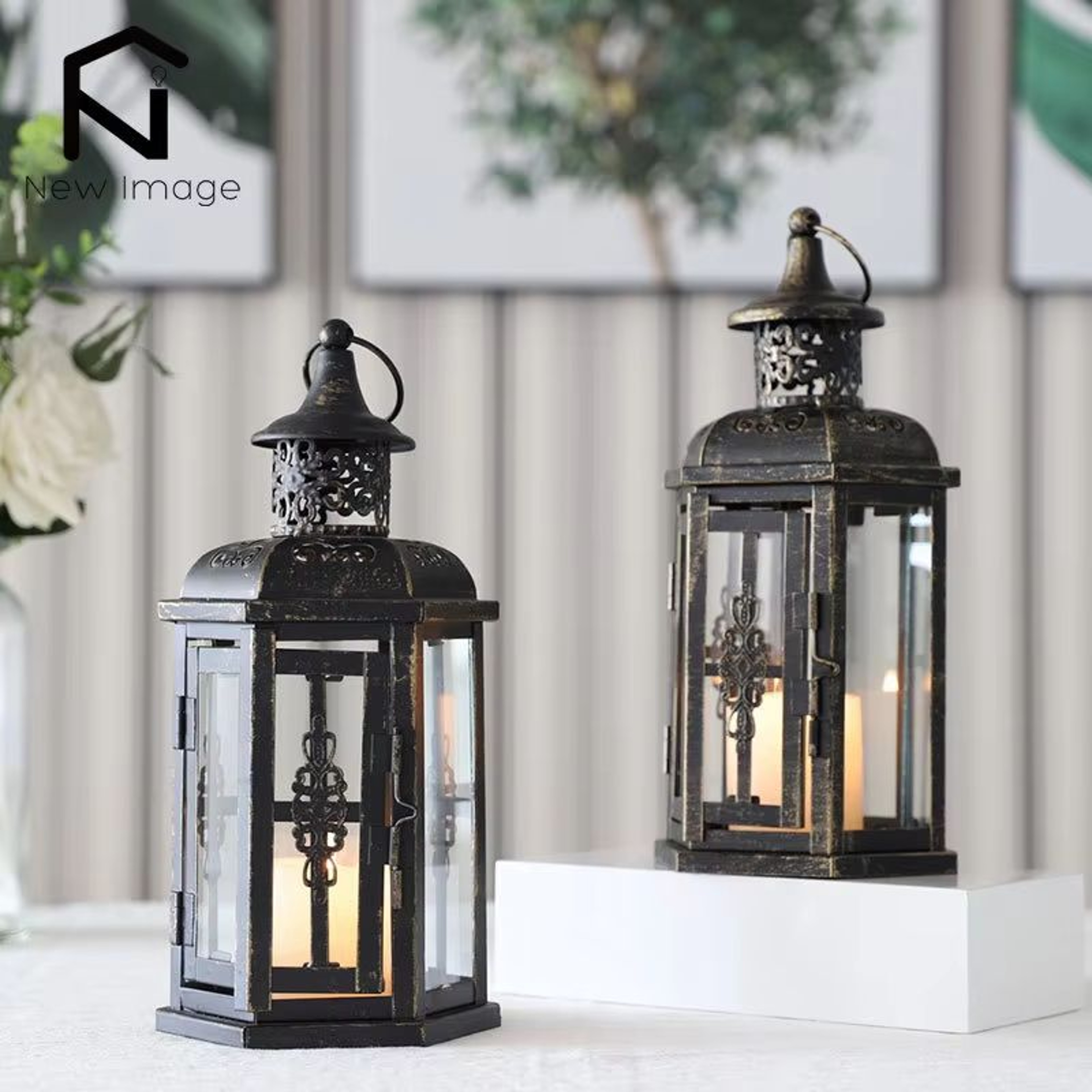 Vintage Nordic Black Iron Candle Lantern Hanging Decor For Home  Wedding 4