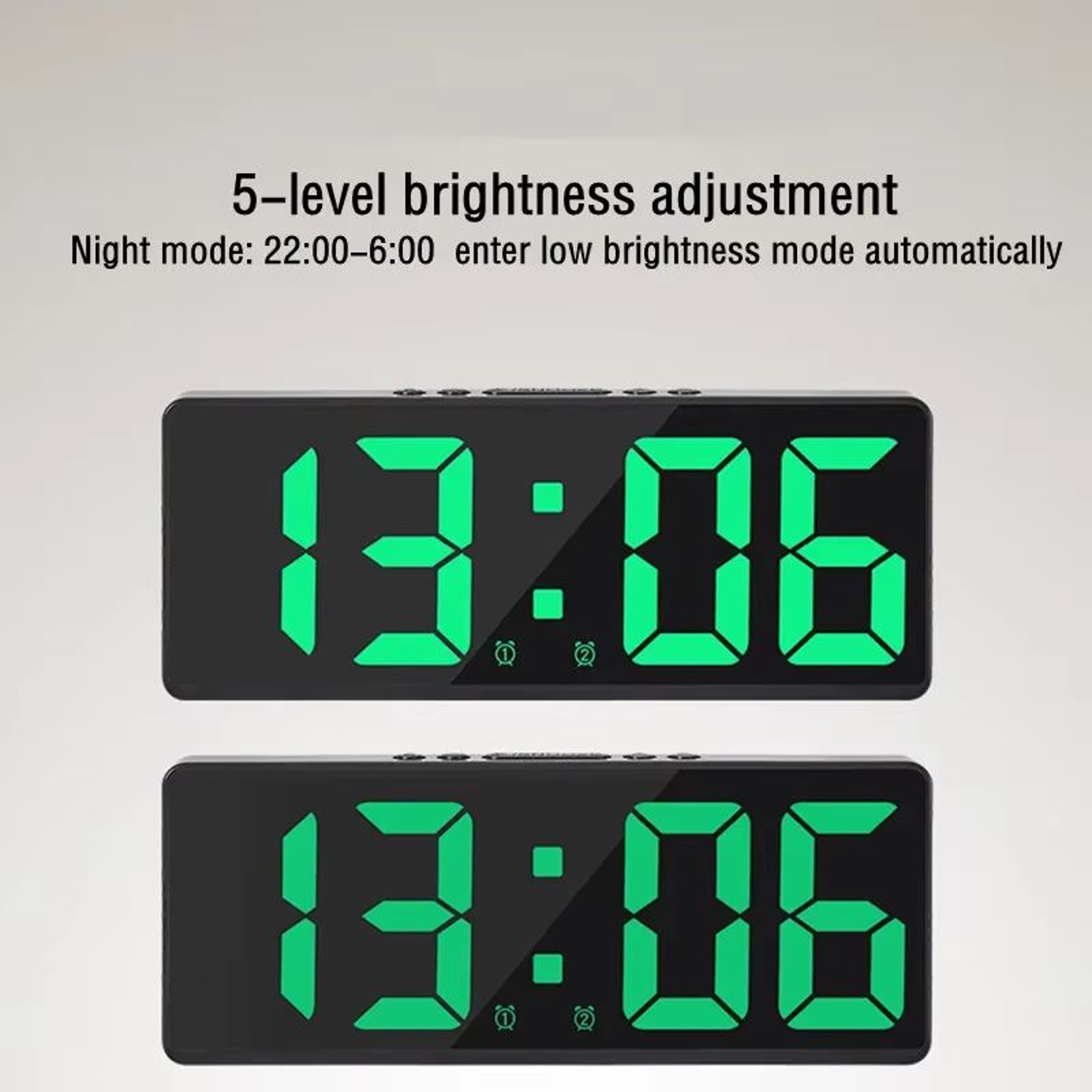 Smart Mirror LED Alarm Clock With Voice Control Snooze And Night Mode 4