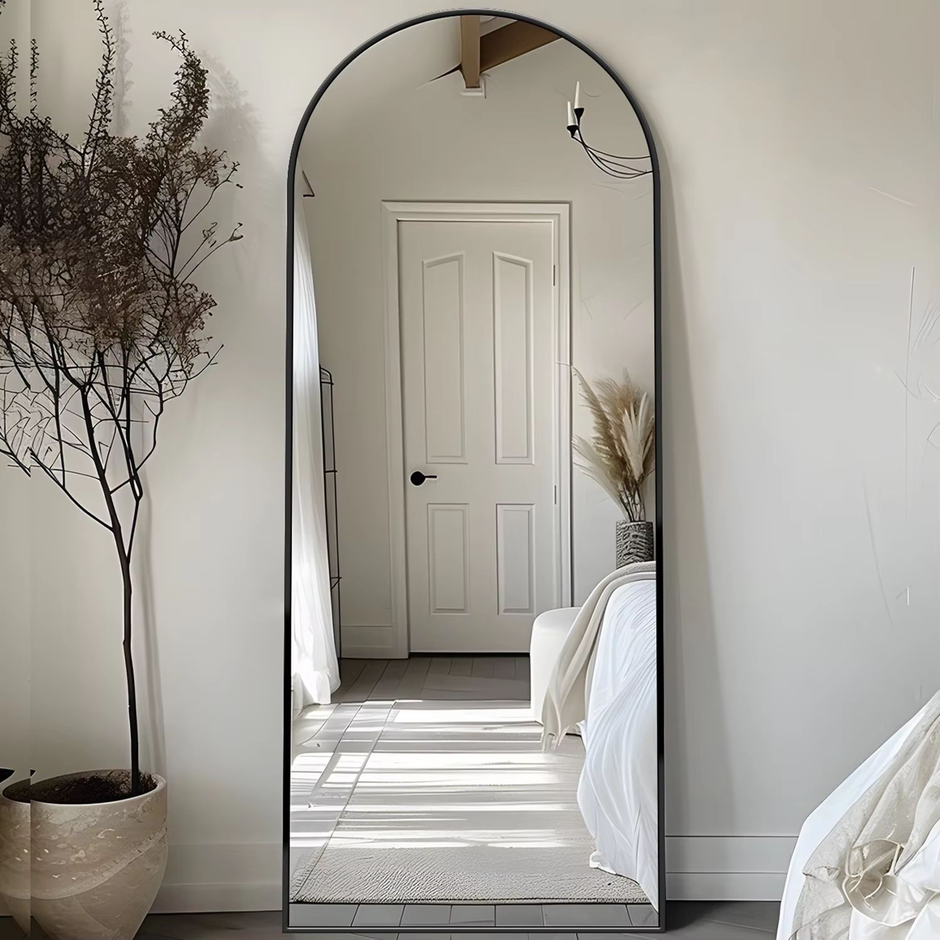 Oversized Full Length Floor Mirror With Stand 58x18in Modern Rectangular Body Mirror 1