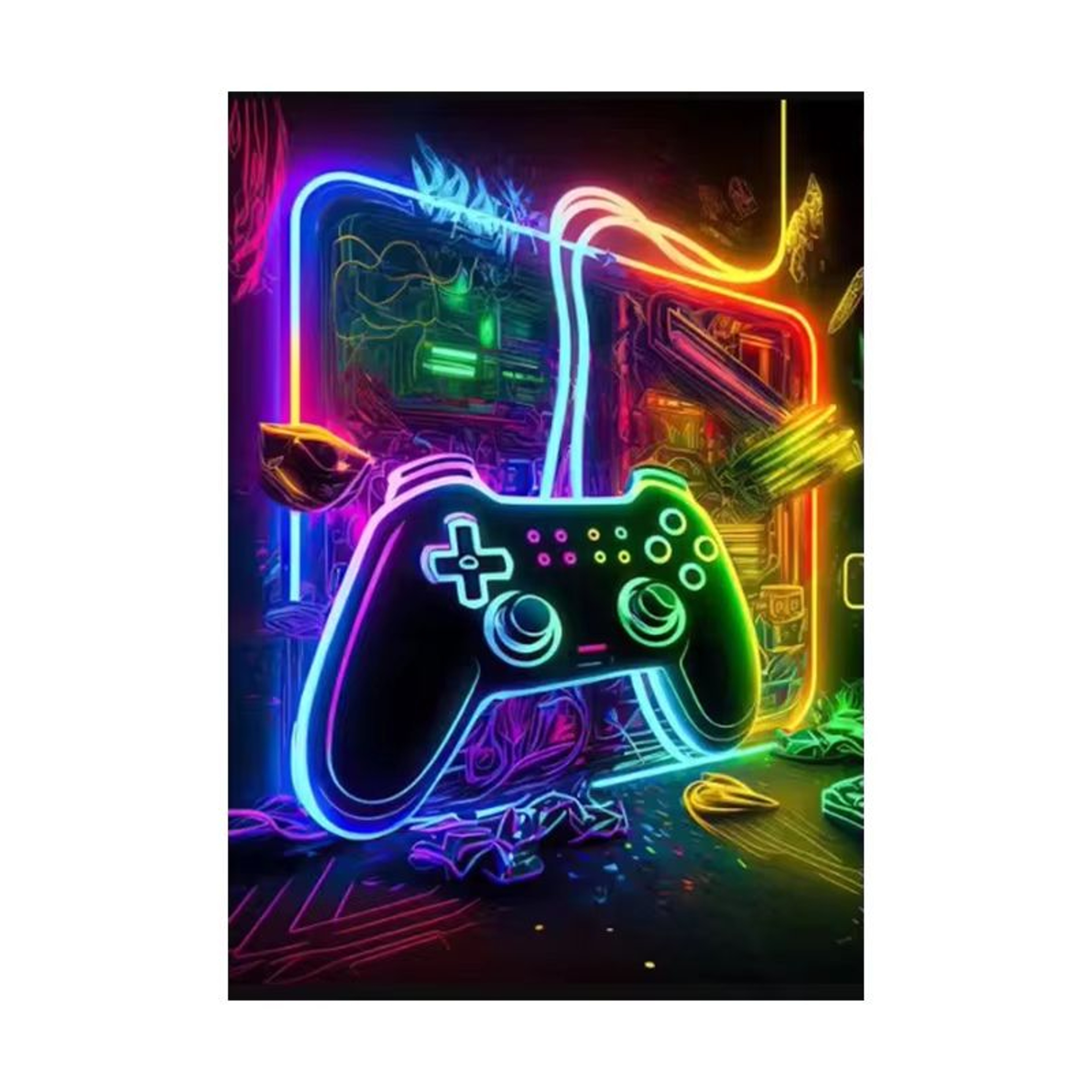 Cyberpunk Gamepad Canvas Wall Art Set  3pcs Gaming Room Decor Posters For Boys  Gamers 9