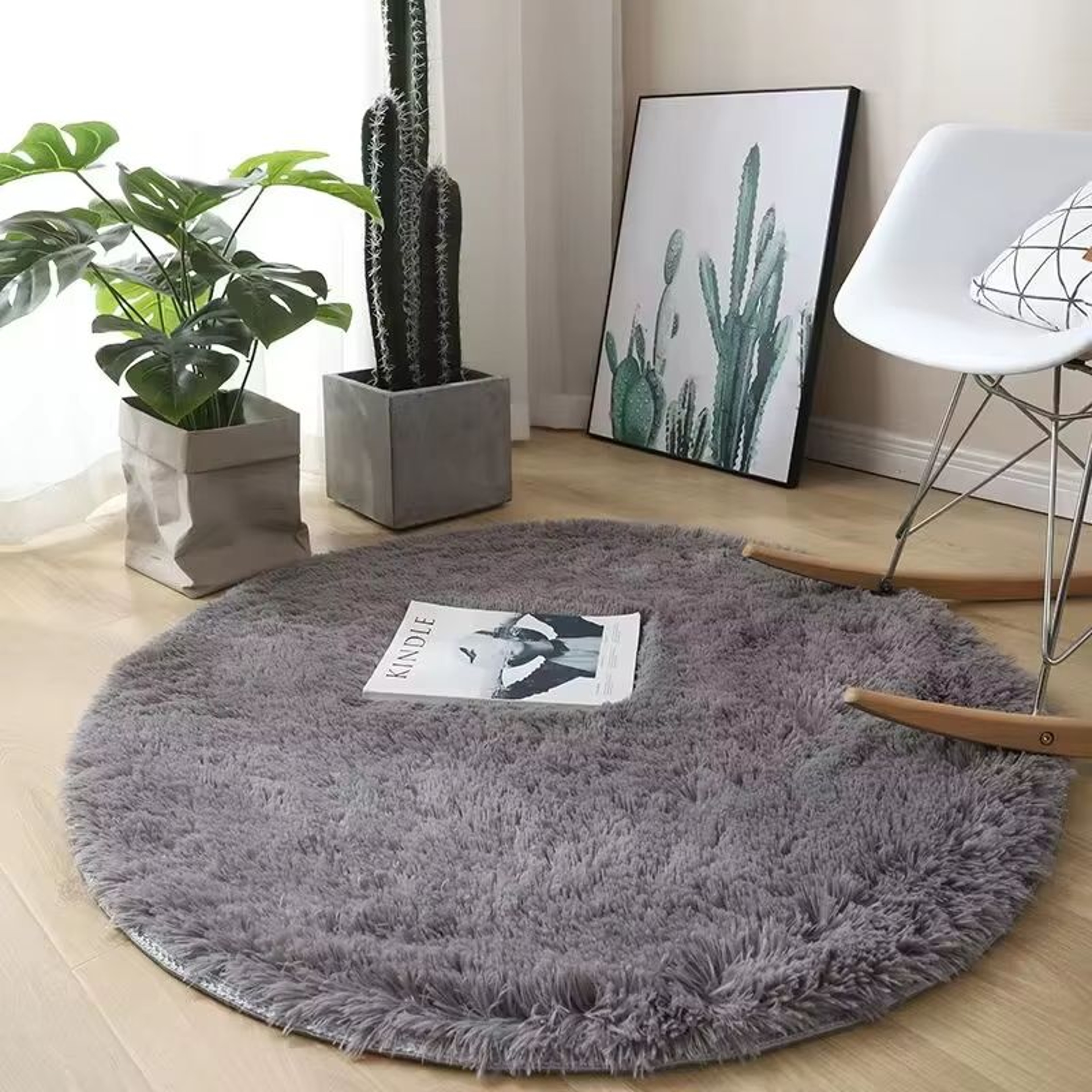 Fluffy Round White Carpet Non Slip Plush Shag Rug For Bedroom Living Room Decor 6