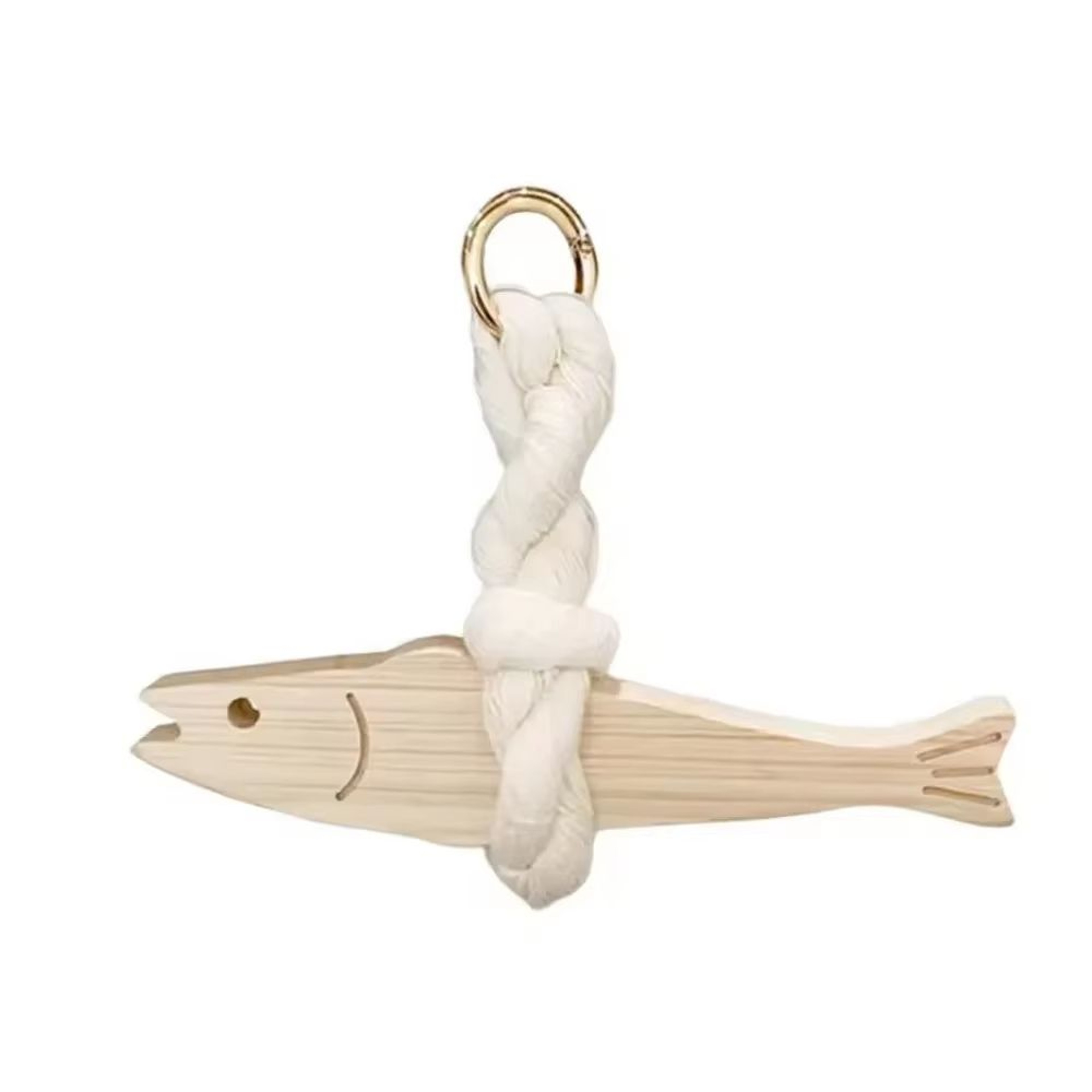 Lightweight Wooden Fish Hanging Ornament With Bell Coastal Wall Decor 6