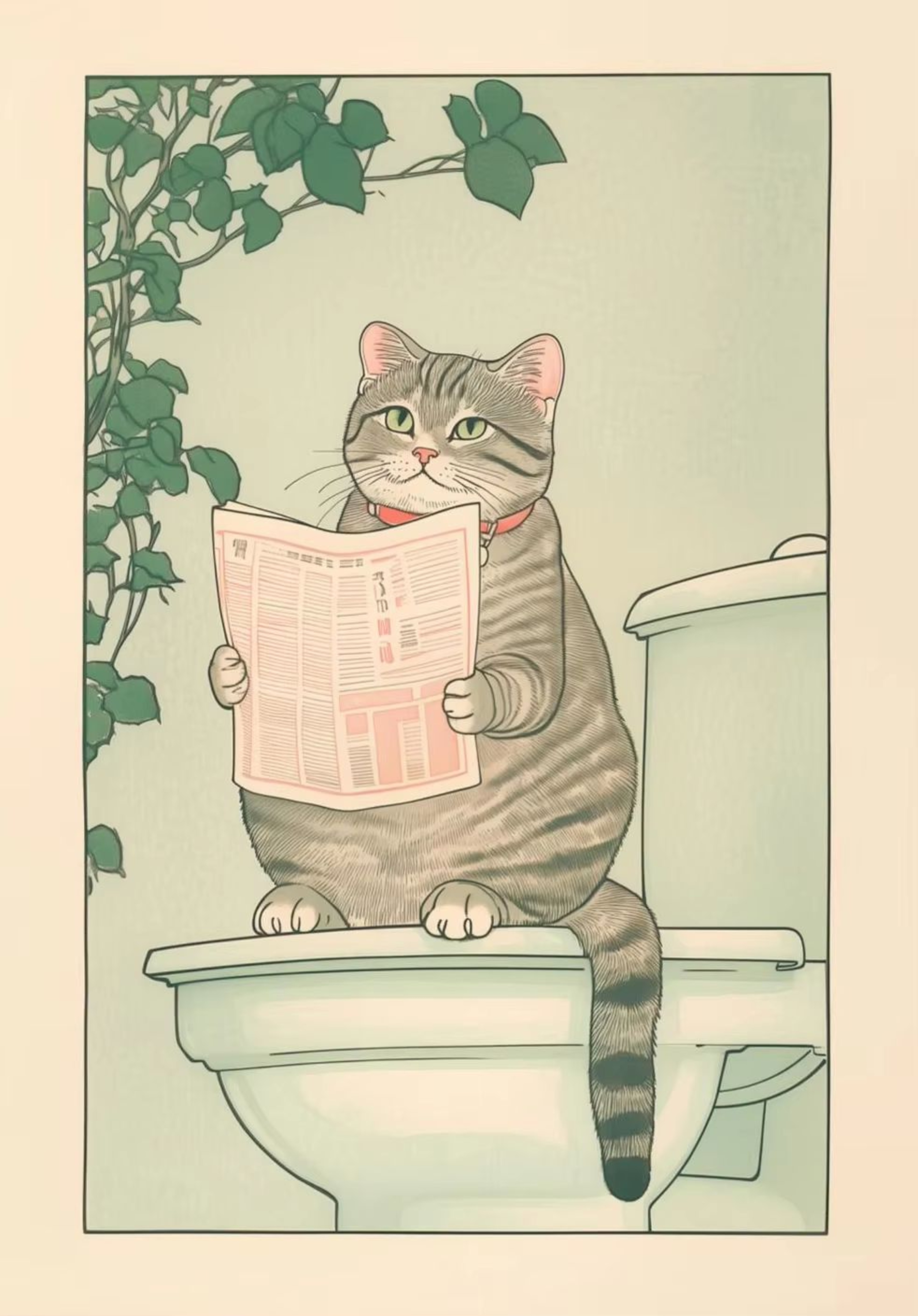 Japandi Cat Bathtub Canvas Wall Art Retro Japanese Aesthetic Poster 21