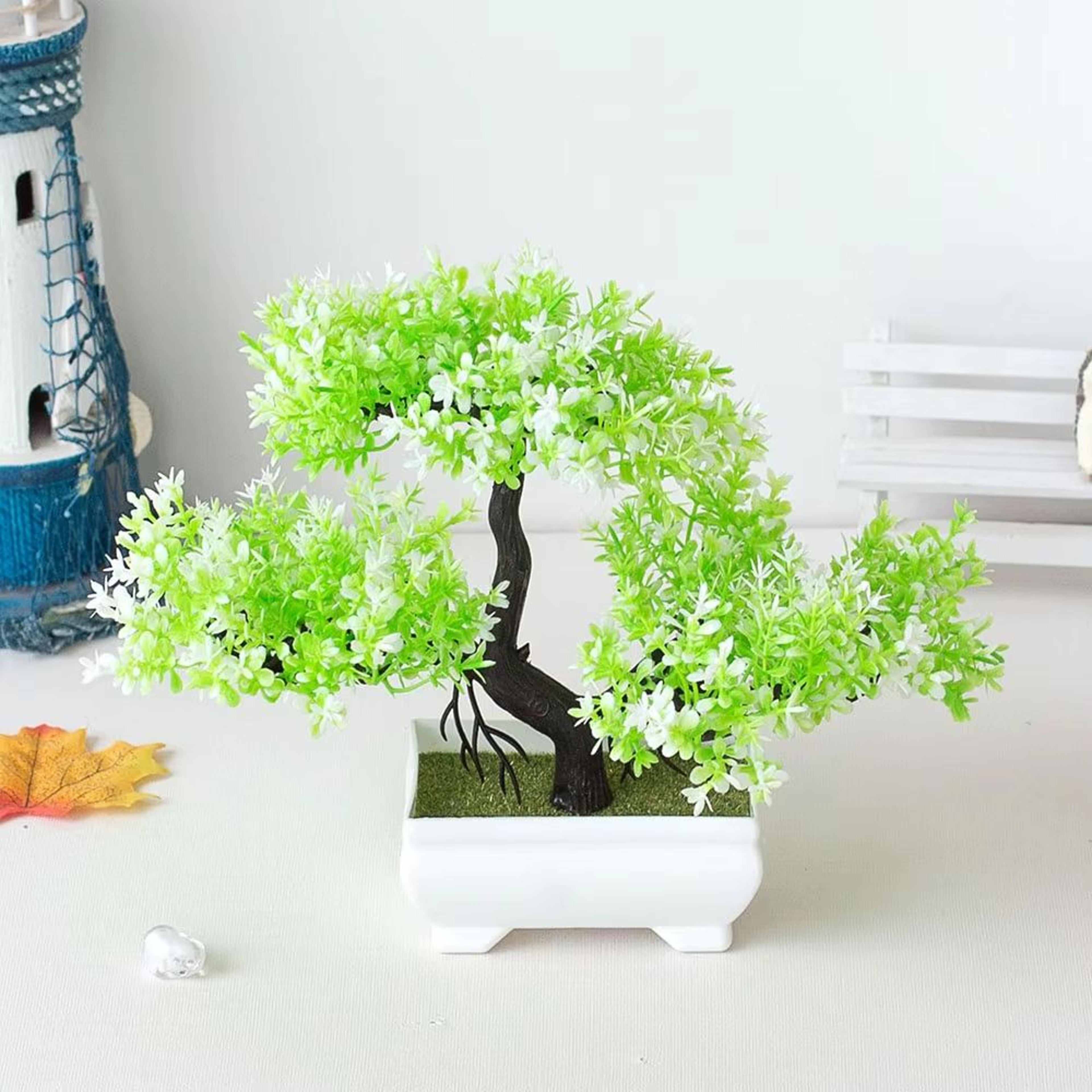 Mini Artificial Bonsai Tree Potted Plant Zen Desk Decor Faux Greenery 14