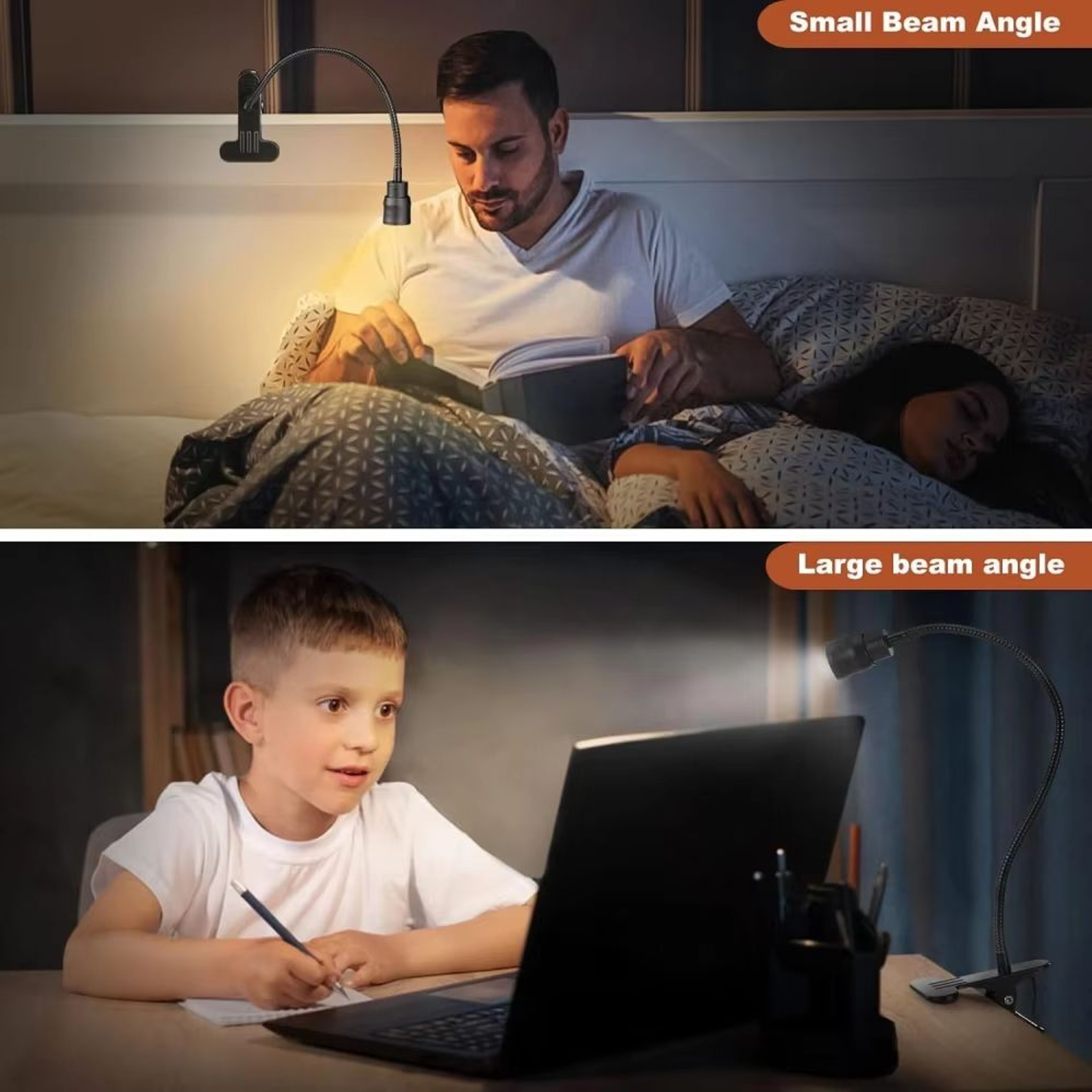 Zoomable LED Clip Reading Light USB Gooseneck Adjustable Book Lamp 5