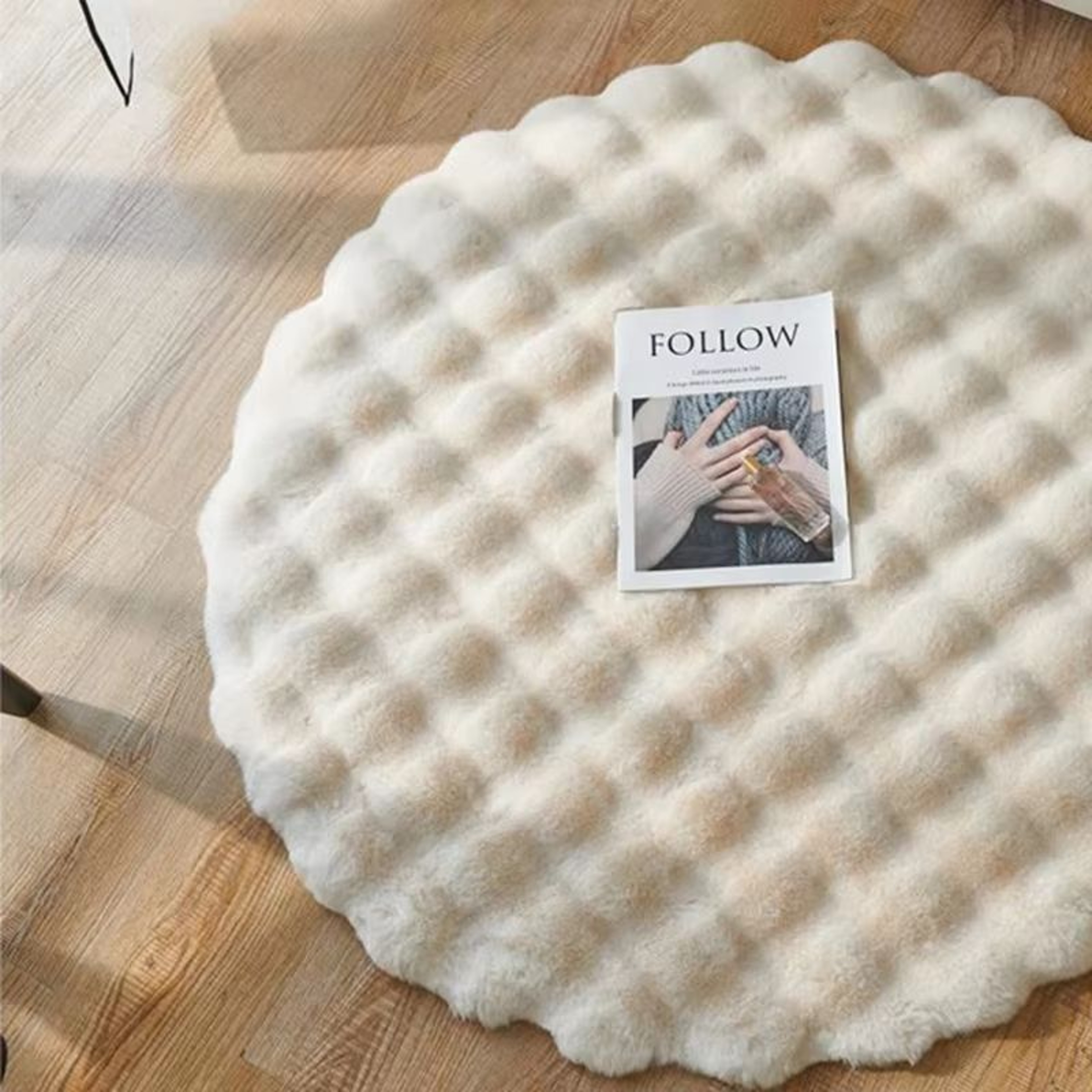 Round Faux Rabbit Fur Plush Carpet Soft Bubble Velvet Fluffy Rug For Living Room And Kids 1