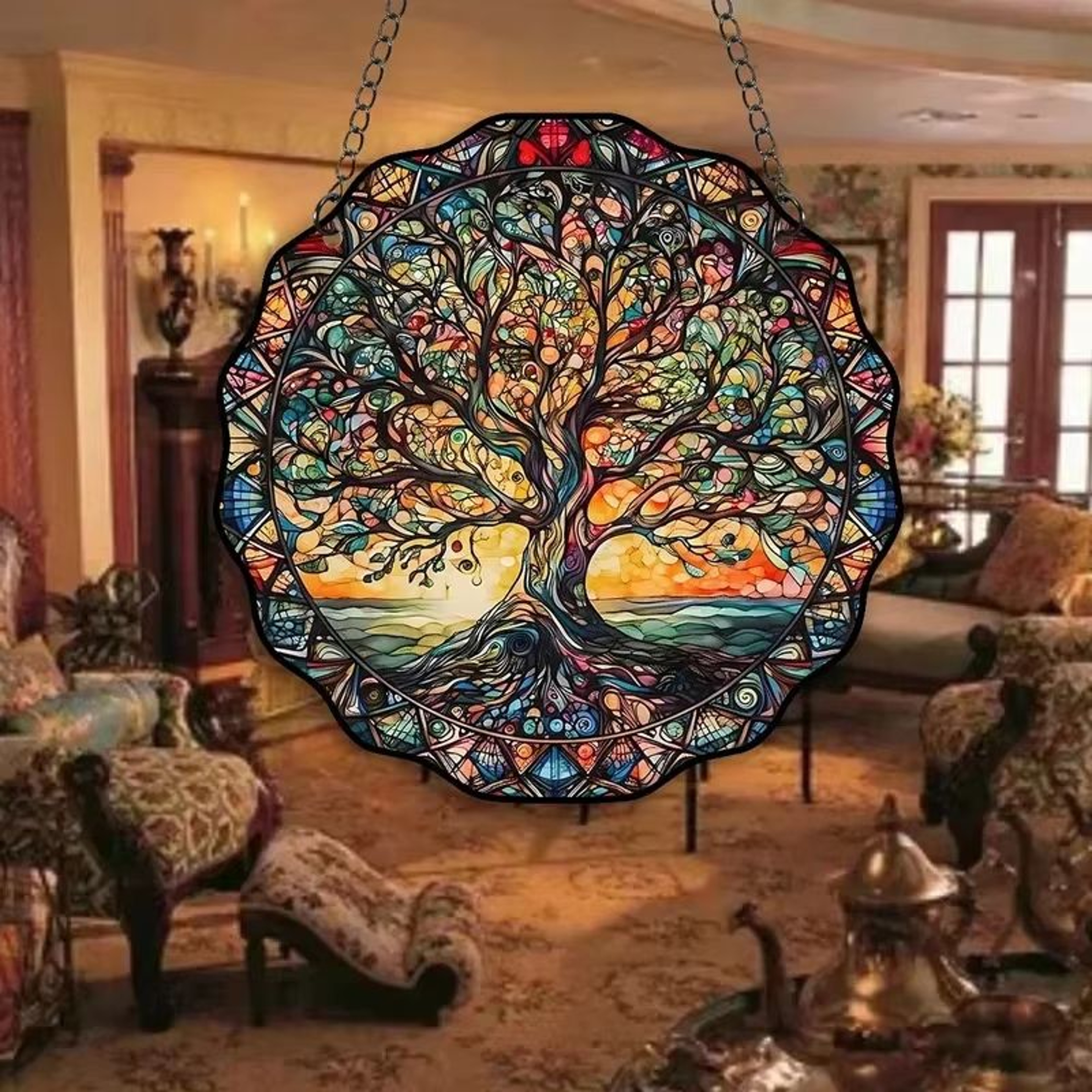 Tree Of Life Acrylic Suncatcher Wall Hanging Ornament For Indoor Outdoor Home Decor 1