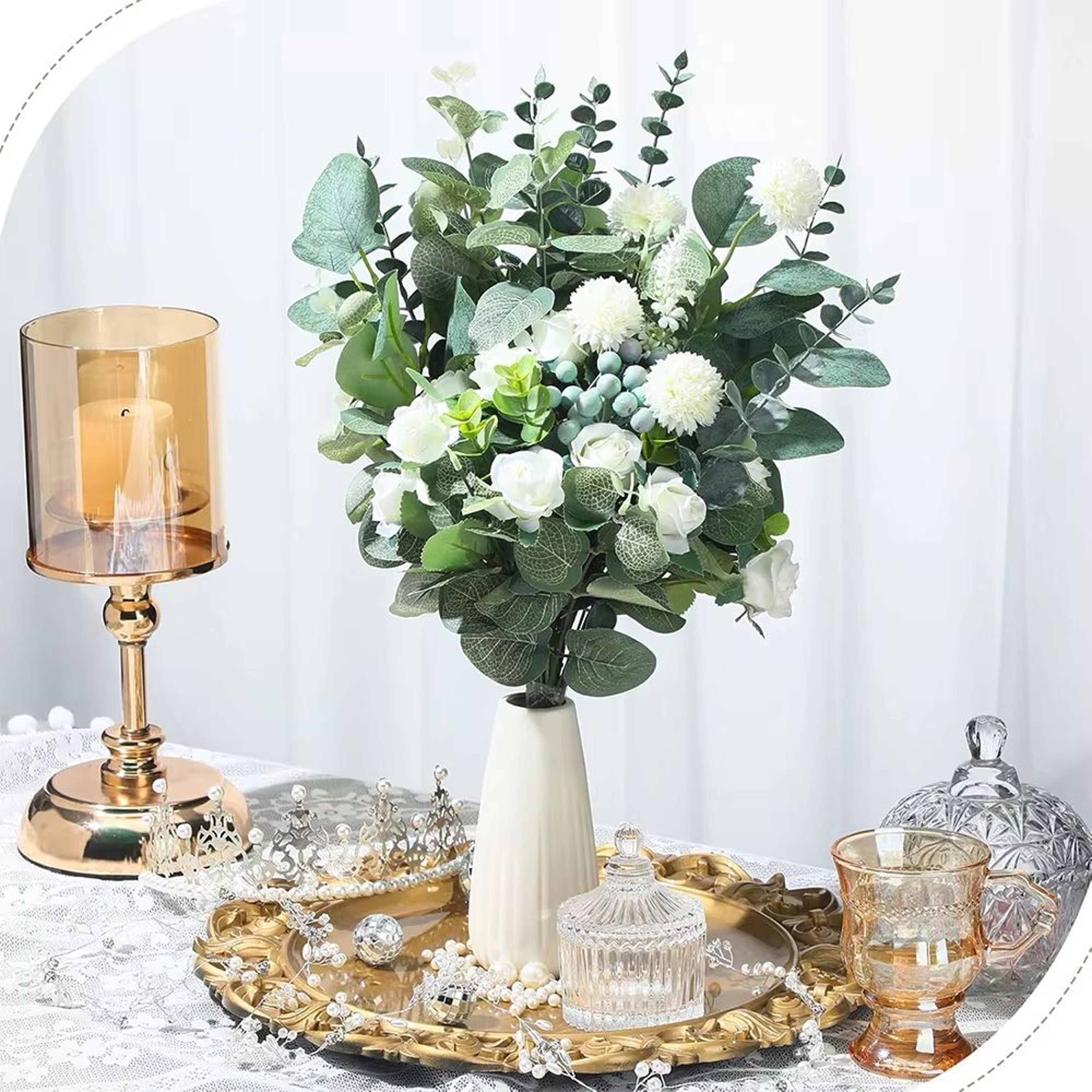 Silver Dollar Artificial Eucalyptus Stems Bundle For Wedding Decor And Home Styling 1