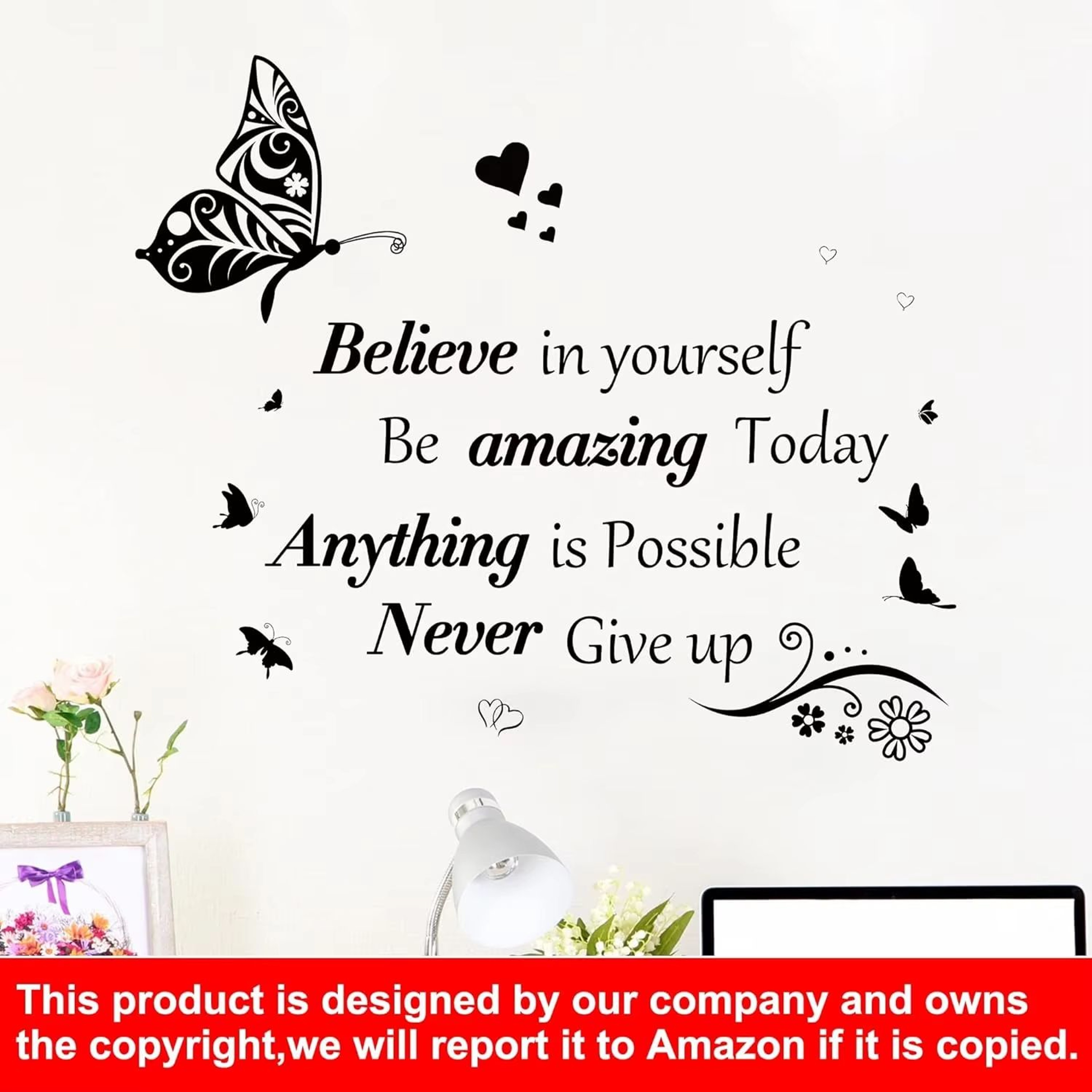 Inspirational Butterfly Wall Stickers With Positive Quotes Peel And Stick Removable Decor 2
