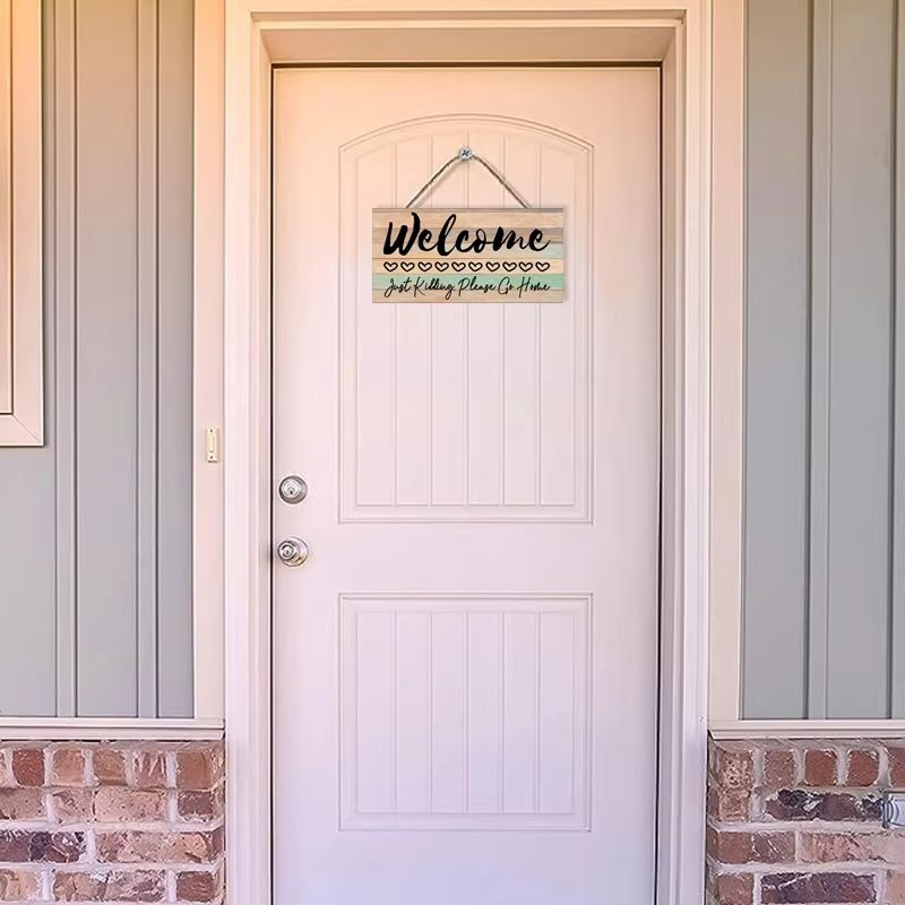 Rustic Wooden Welcome Wall Hanging Sign Farmhouse Door Plaque Decor 2