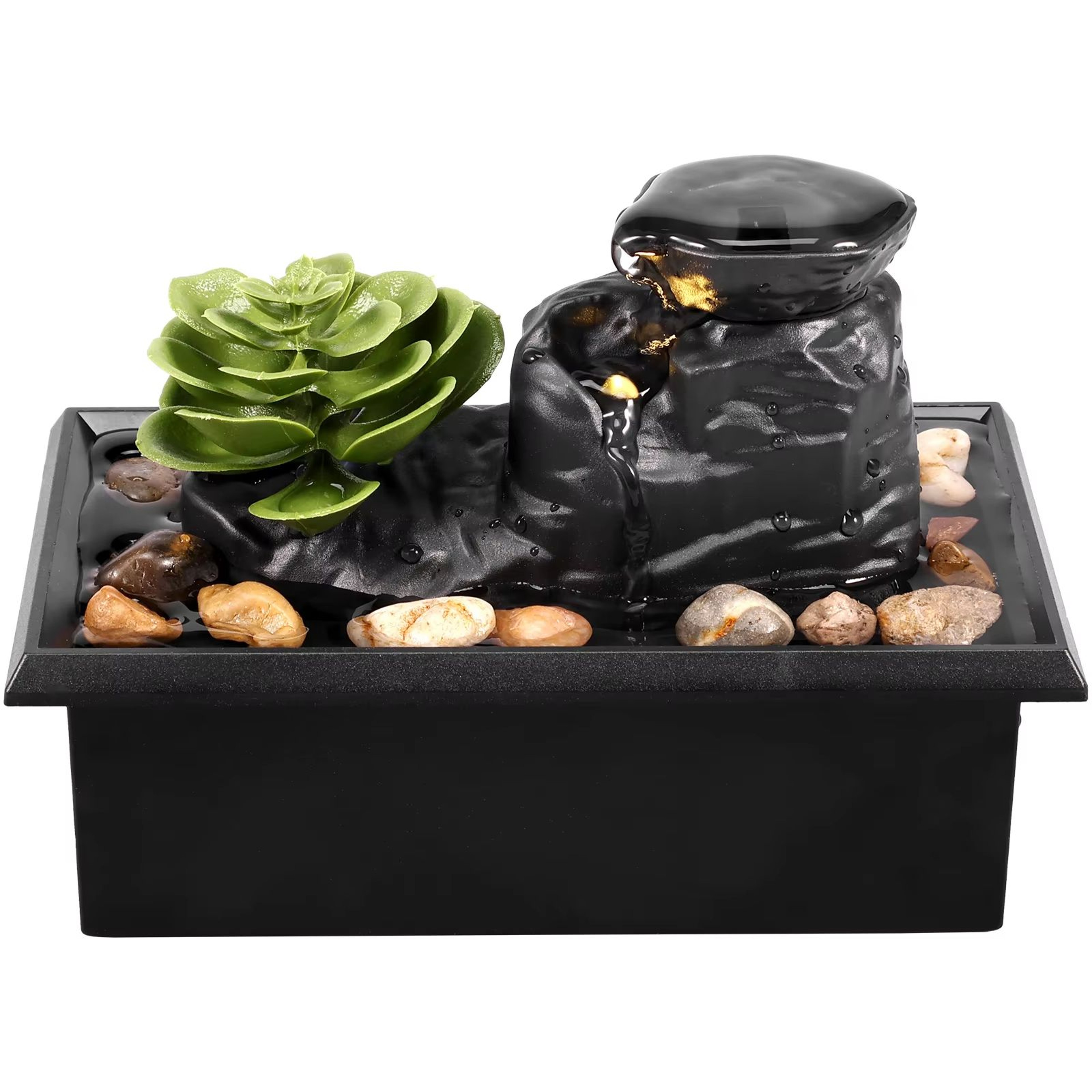Mini LED Tabletop Water Fountain USB Powered Desktop Waterfall Decor 6