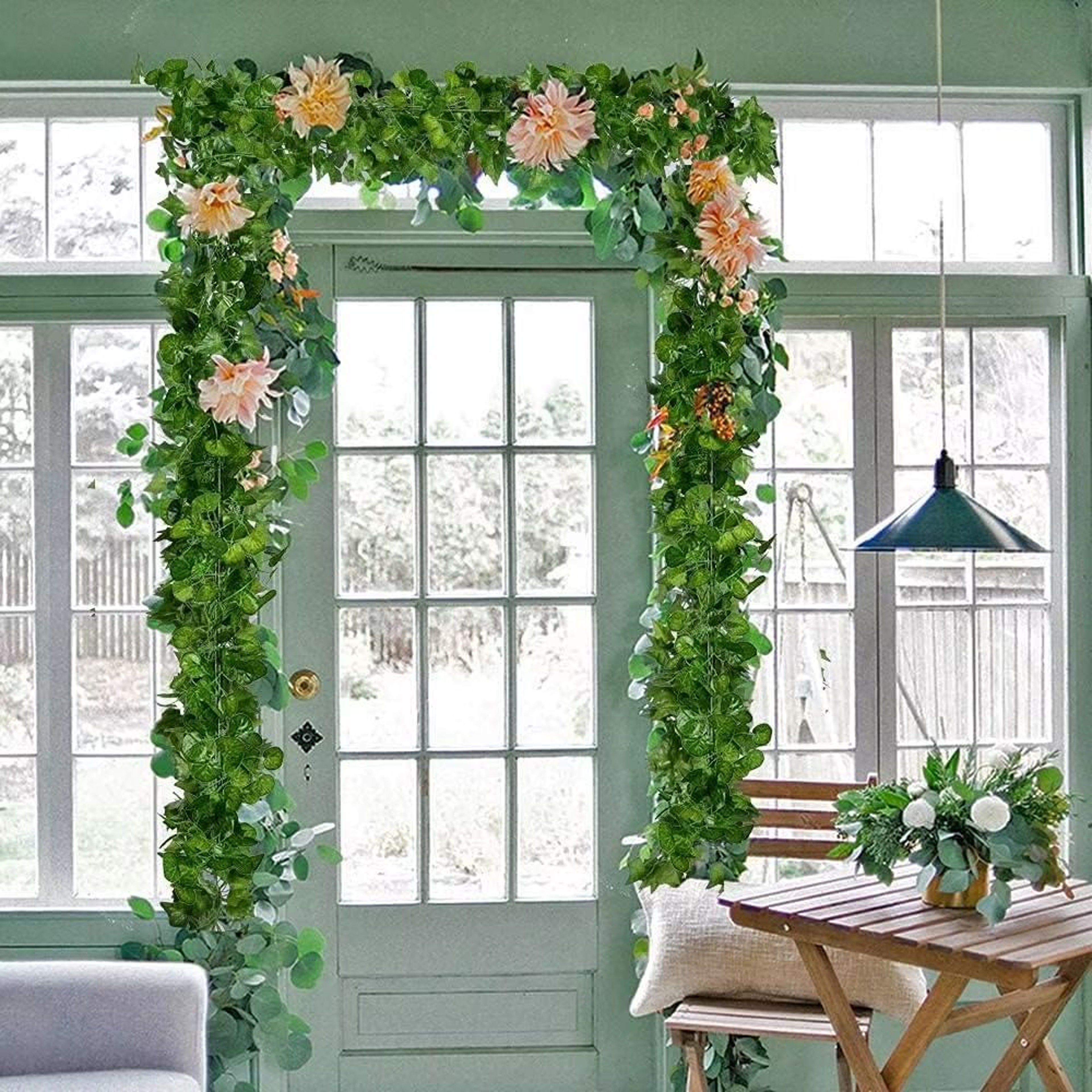 Artificial Ivy Leaf Garland Vine Decor UV Resistant Faux Hanging Plant 5