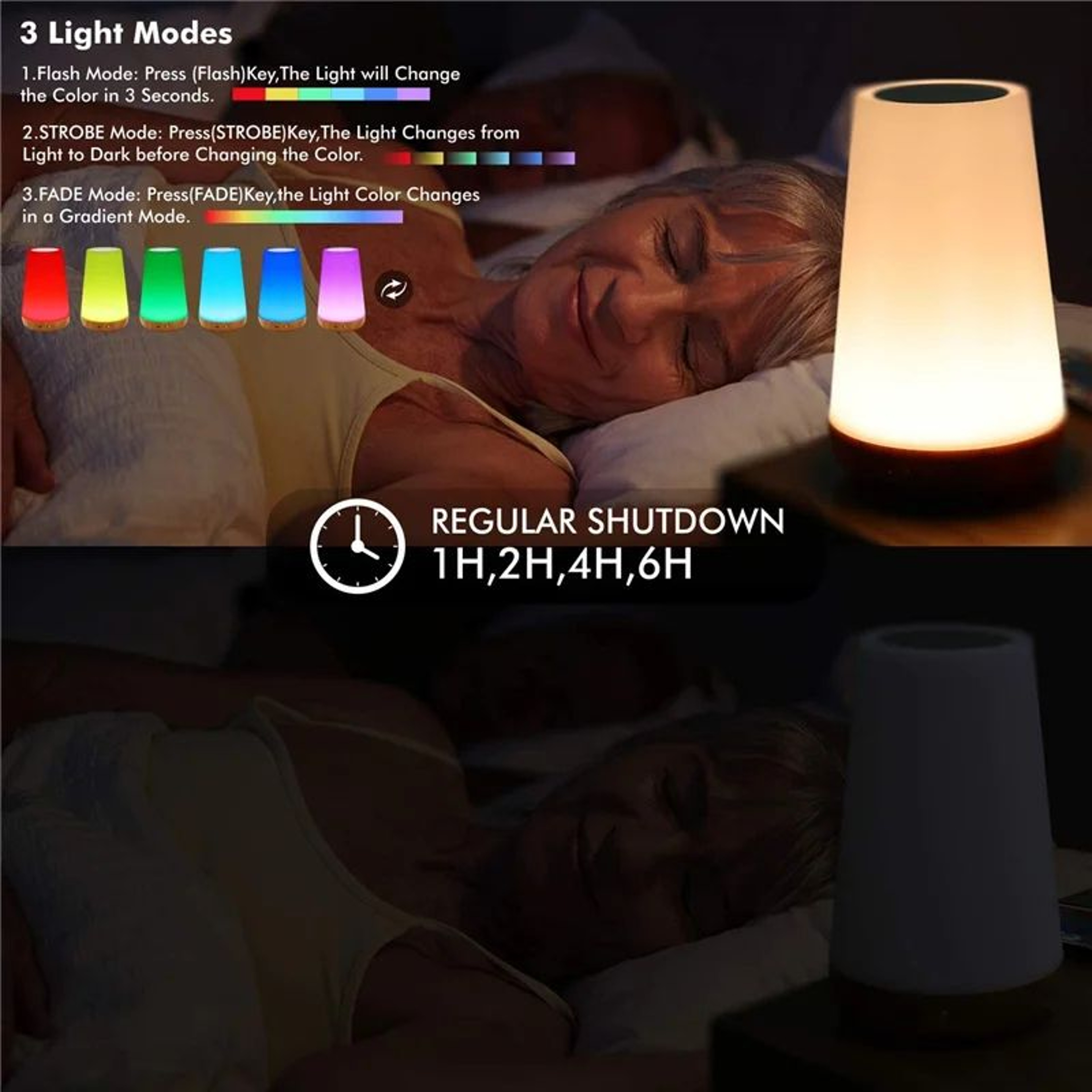 RGB Color Changing Touch Night Lamp With Remote Portable Rechargeable Bedside Light 3