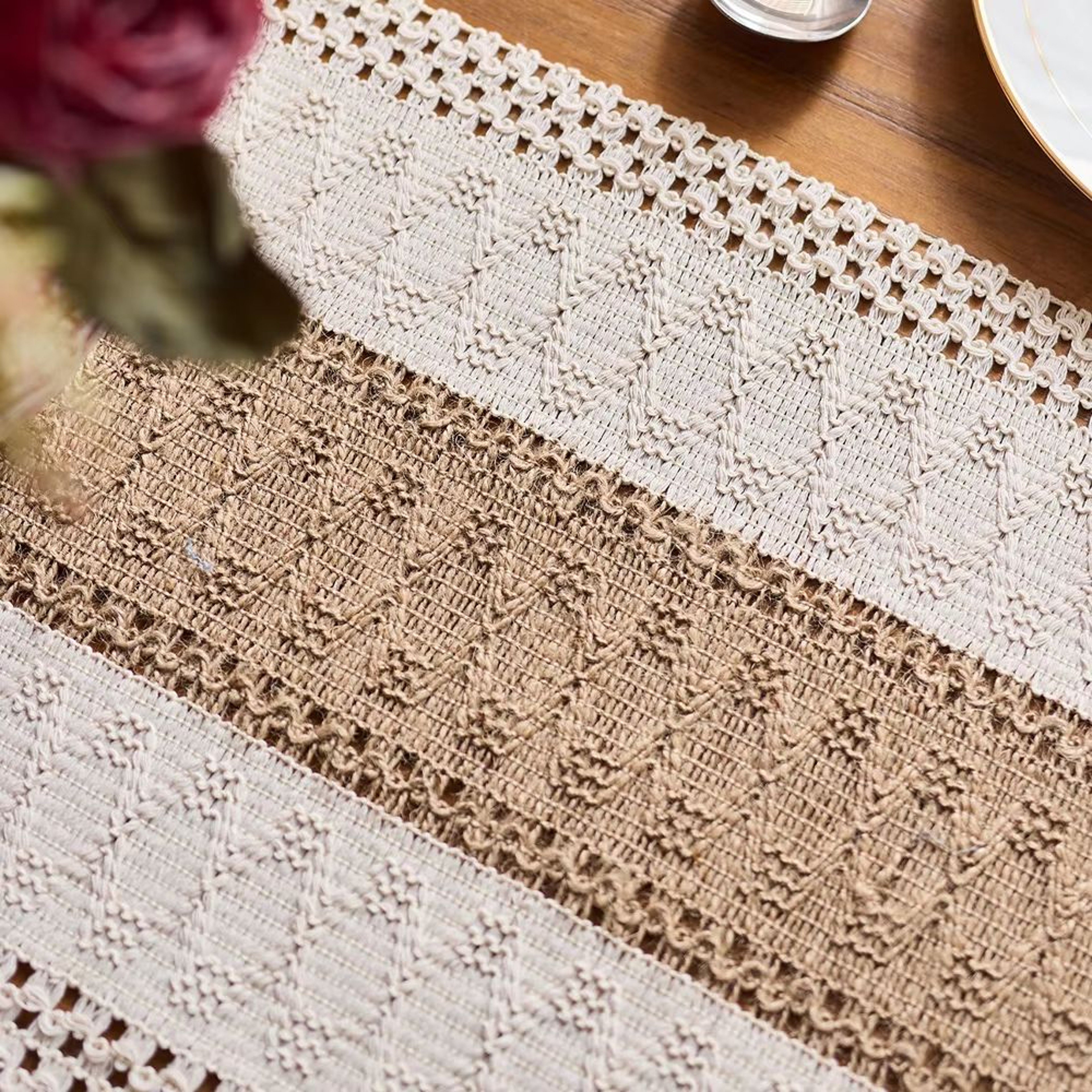 Boho Macrame Table Runner With Tassels For Farmhouse Dining  Home Decor 4