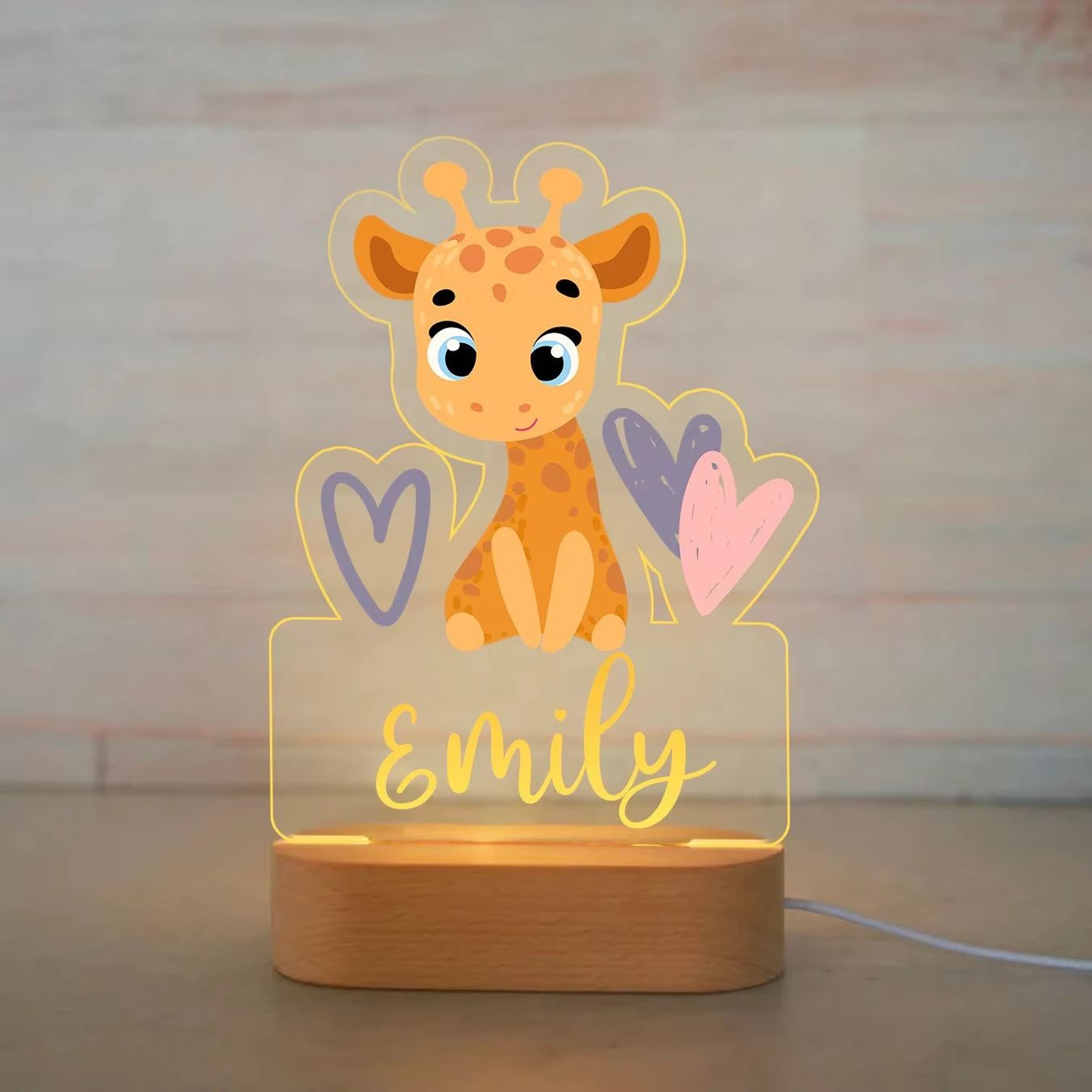 Personalized Animal Name Night Light Acrylic LED Lamp For Kids Bedroom 15