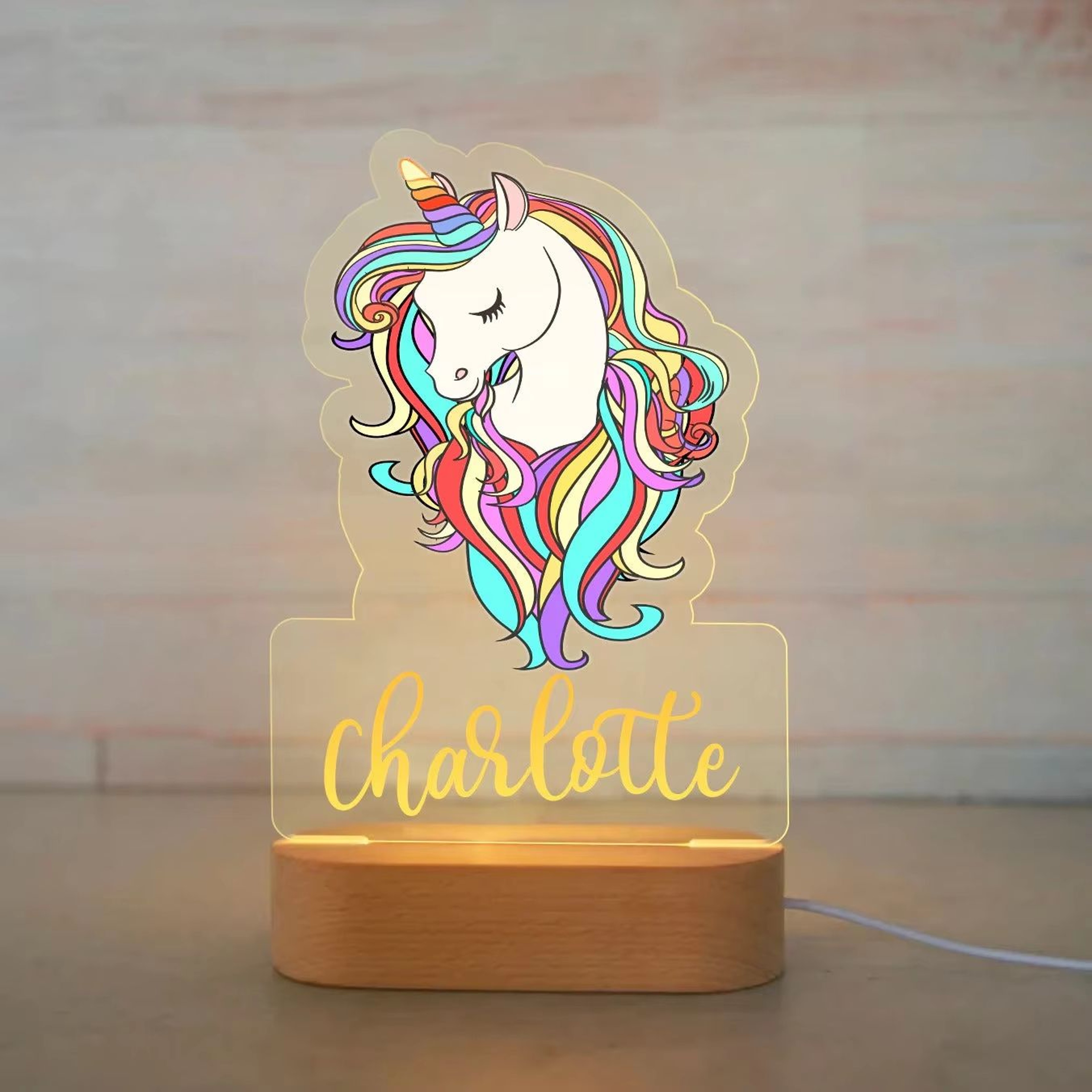 Personalized Animal Name Night Light Acrylic LED Lamp For Kids Bedroom 18