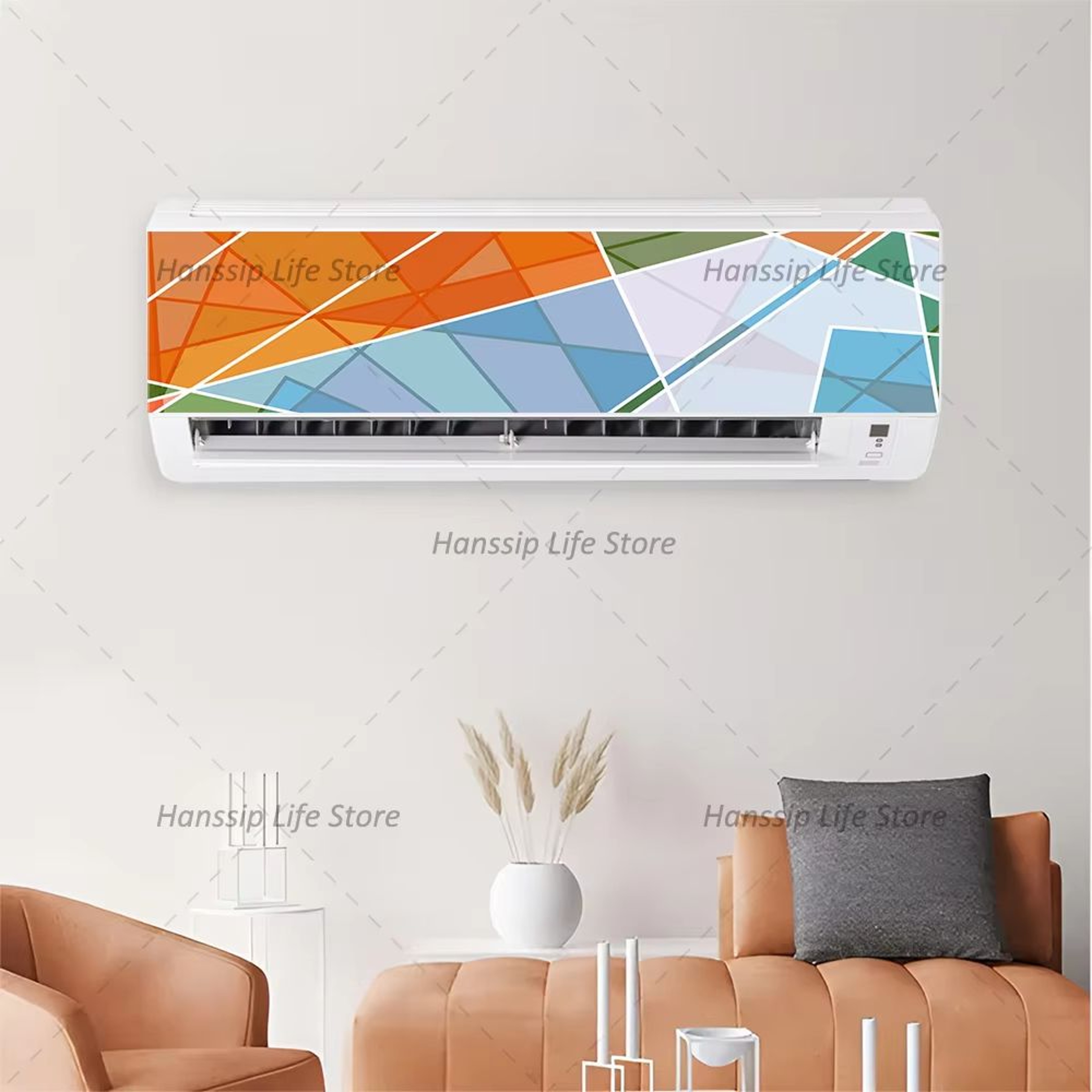 3D Geometric Air Conditioner Panel Wall Sticker Modern Home Decor Decal 9