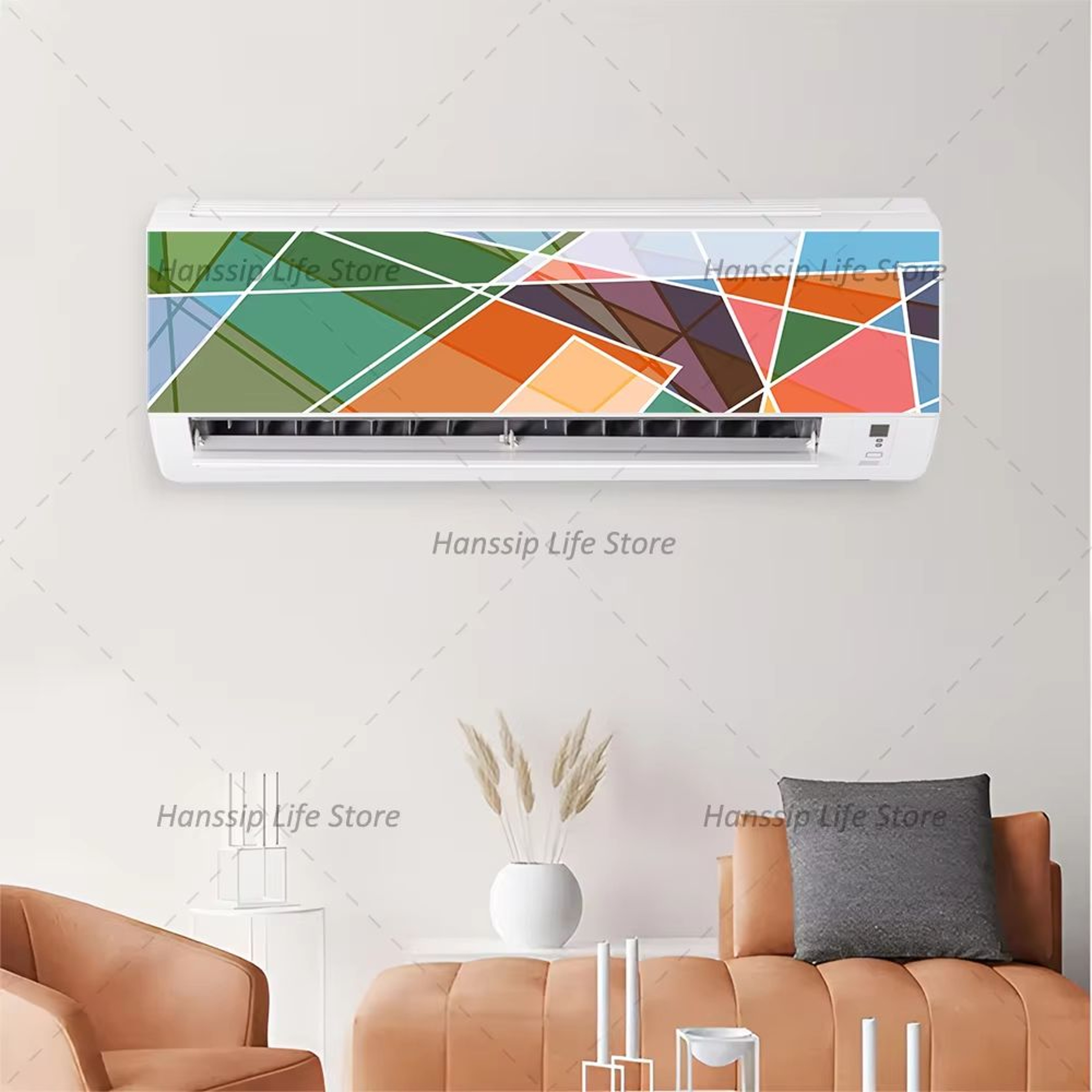 3D Geometric Air Conditioner Panel Wall Sticker Modern Home Decor Decal 10