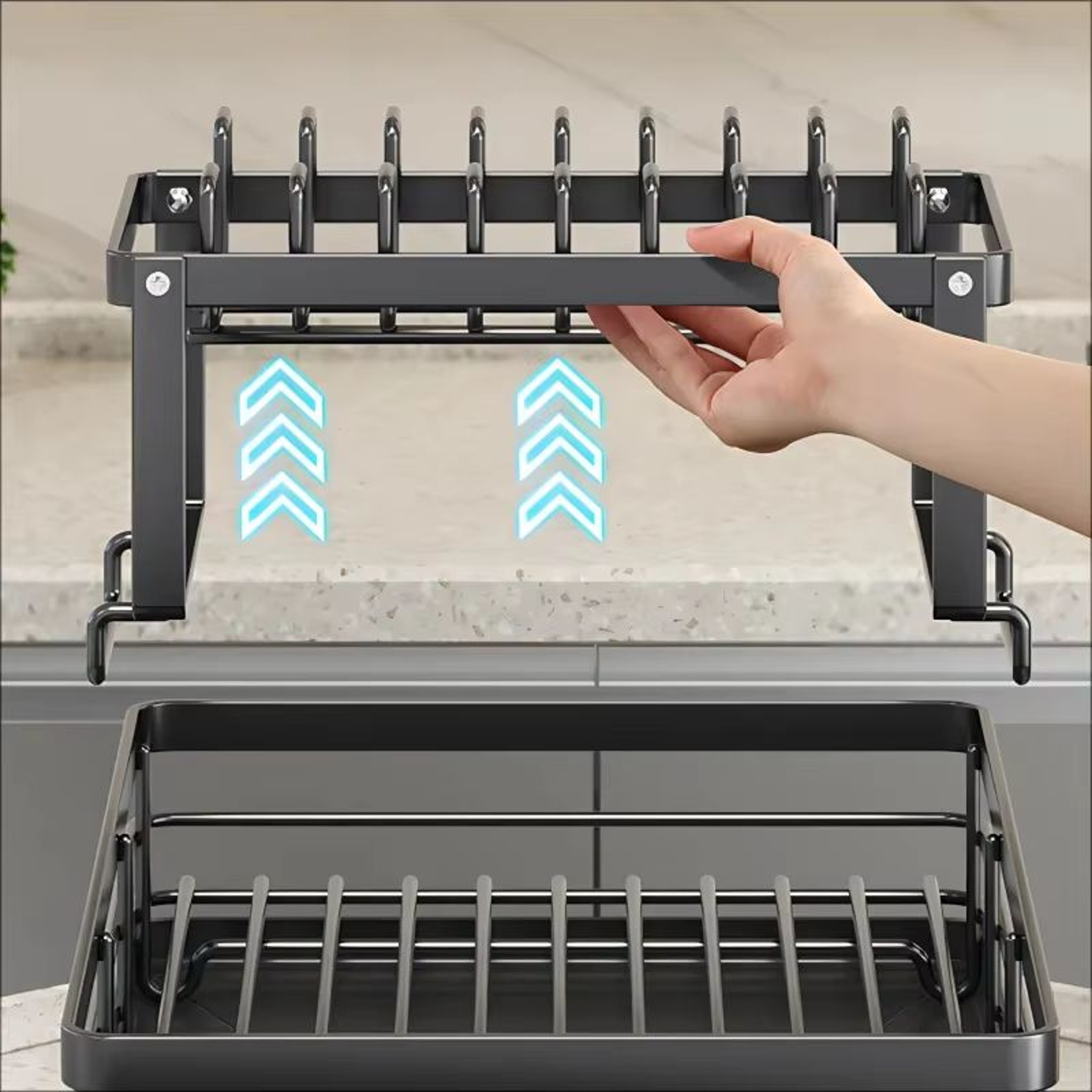 Adjustable Stainless Steel Over Sink Dish Drying Rack Space Saving Kitchen Organizer 2