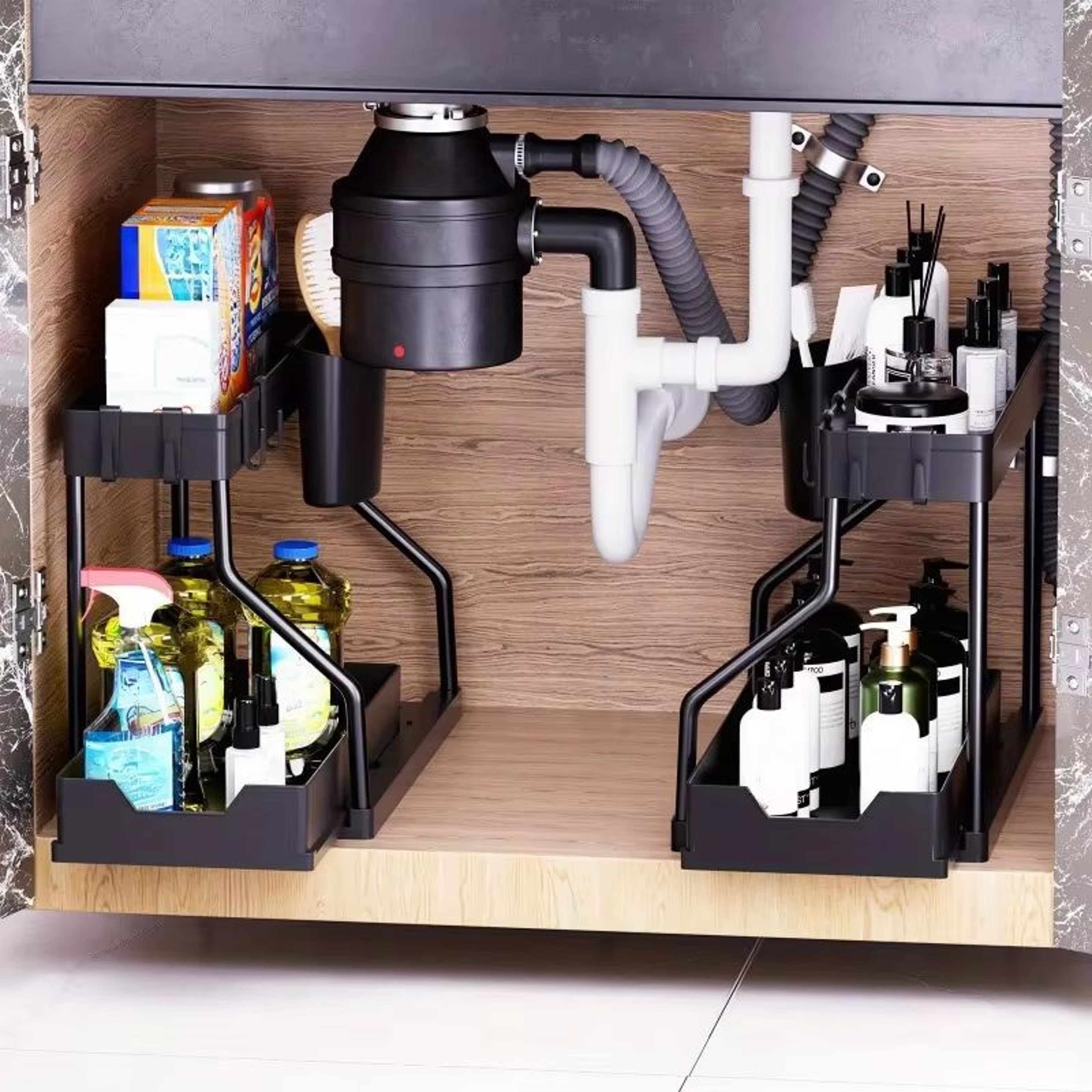 SlideStack Multi Layer Pull Out Storage Rack Kitchen  Bathroom Organizer 8