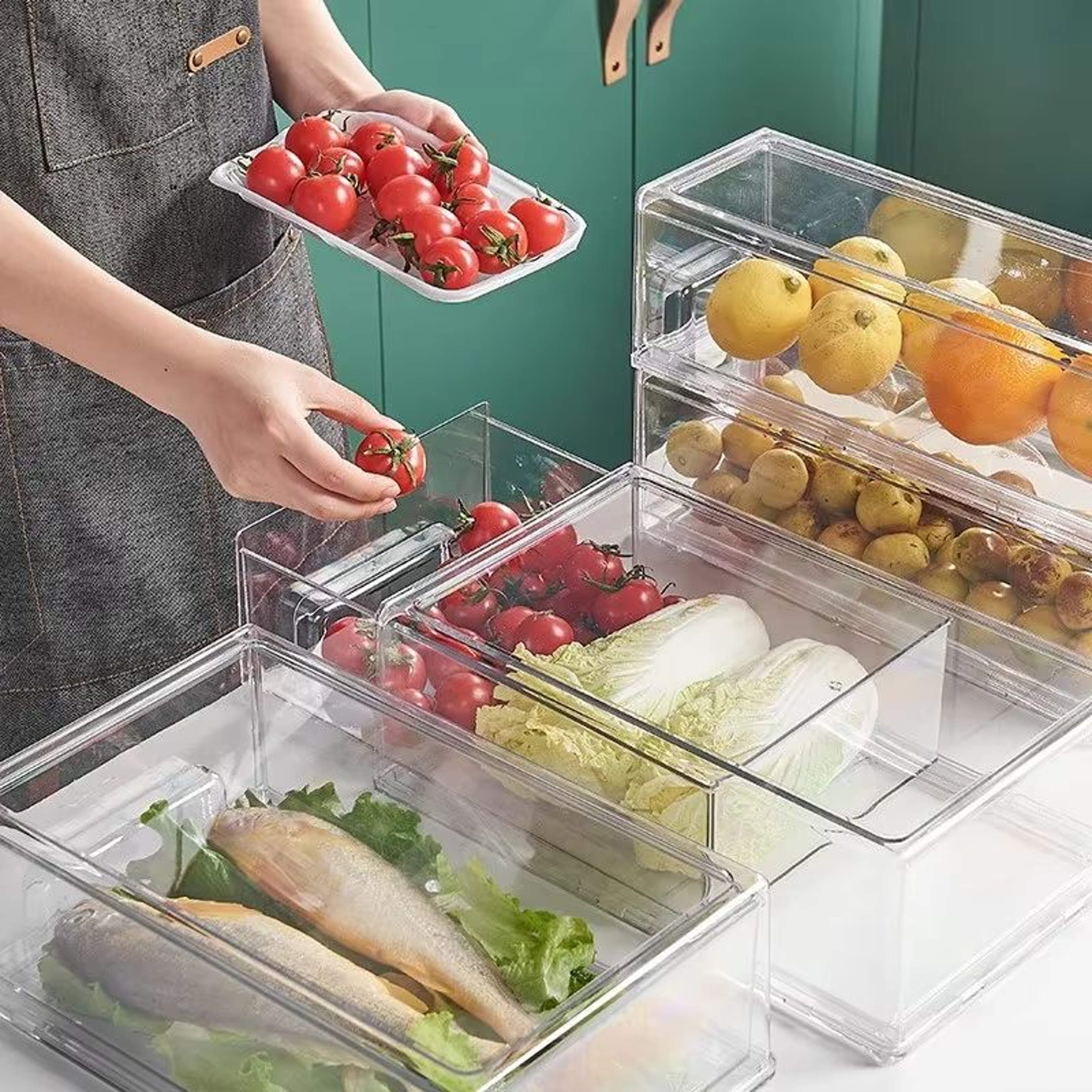 DrawerType Refrigerator Storage Box With FreshKeeping Lid For Eggs Meat And Frozen Food 0