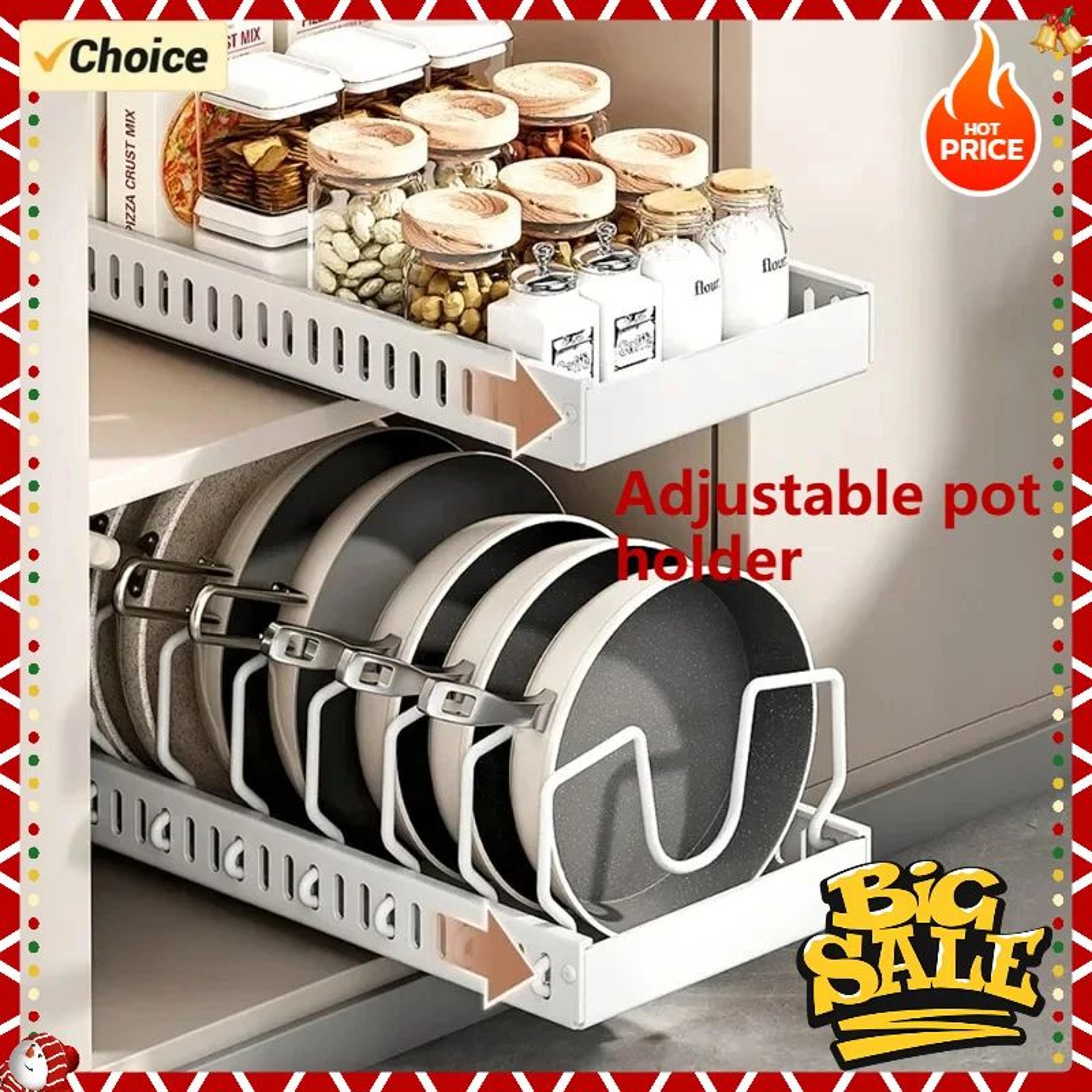 SlideMaster Multifunction Pull Out Kitchen Organizer For Pots Lids  Spices 0