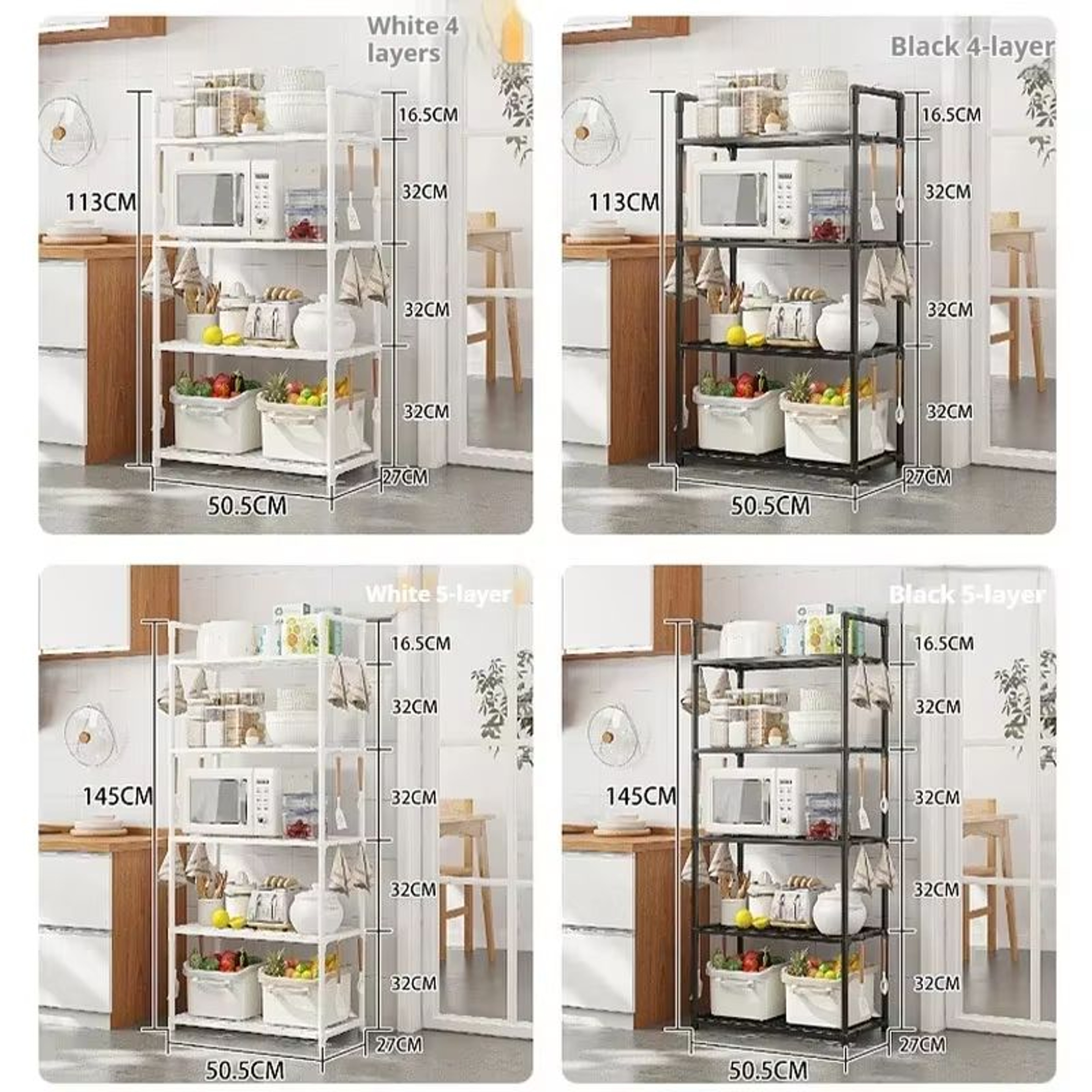 MultiLayer Floor Standing Kitchen Storage Rack For Microwave And Cookware Organization 5