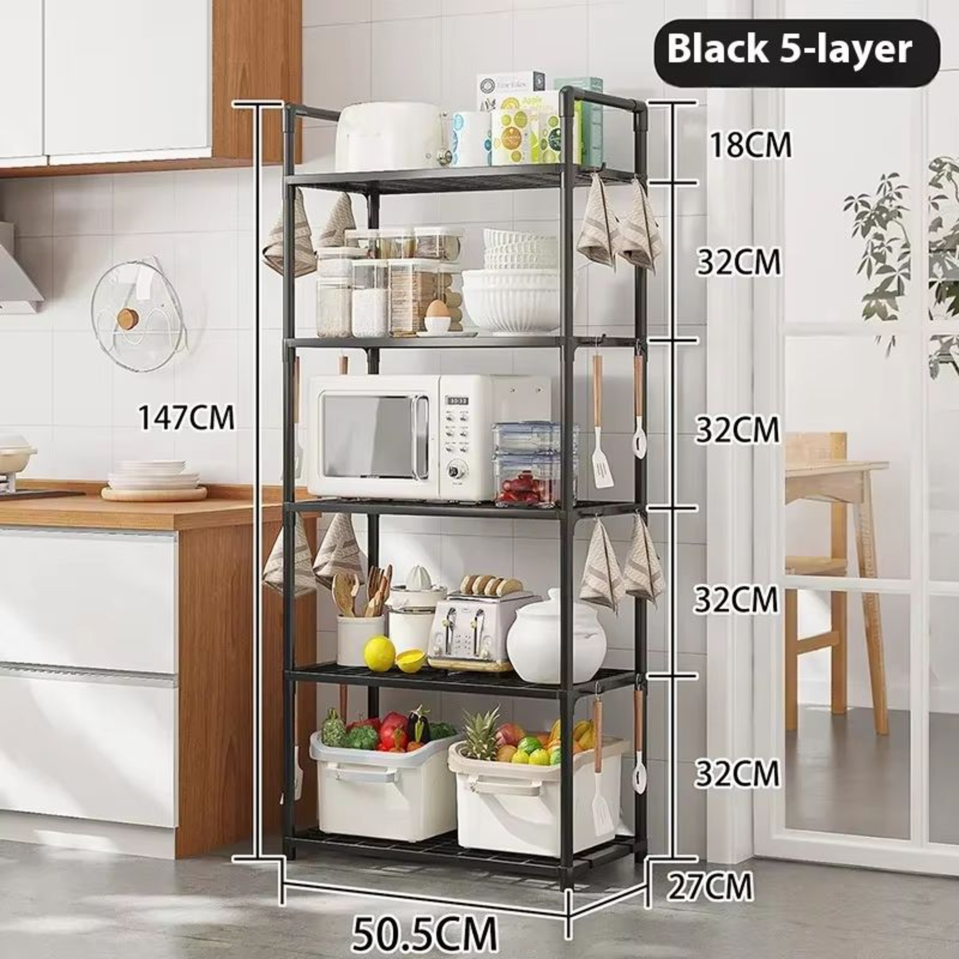 MultiLayer Floor Standing Kitchen Storage Rack For Microwave And Cookware Organization 8