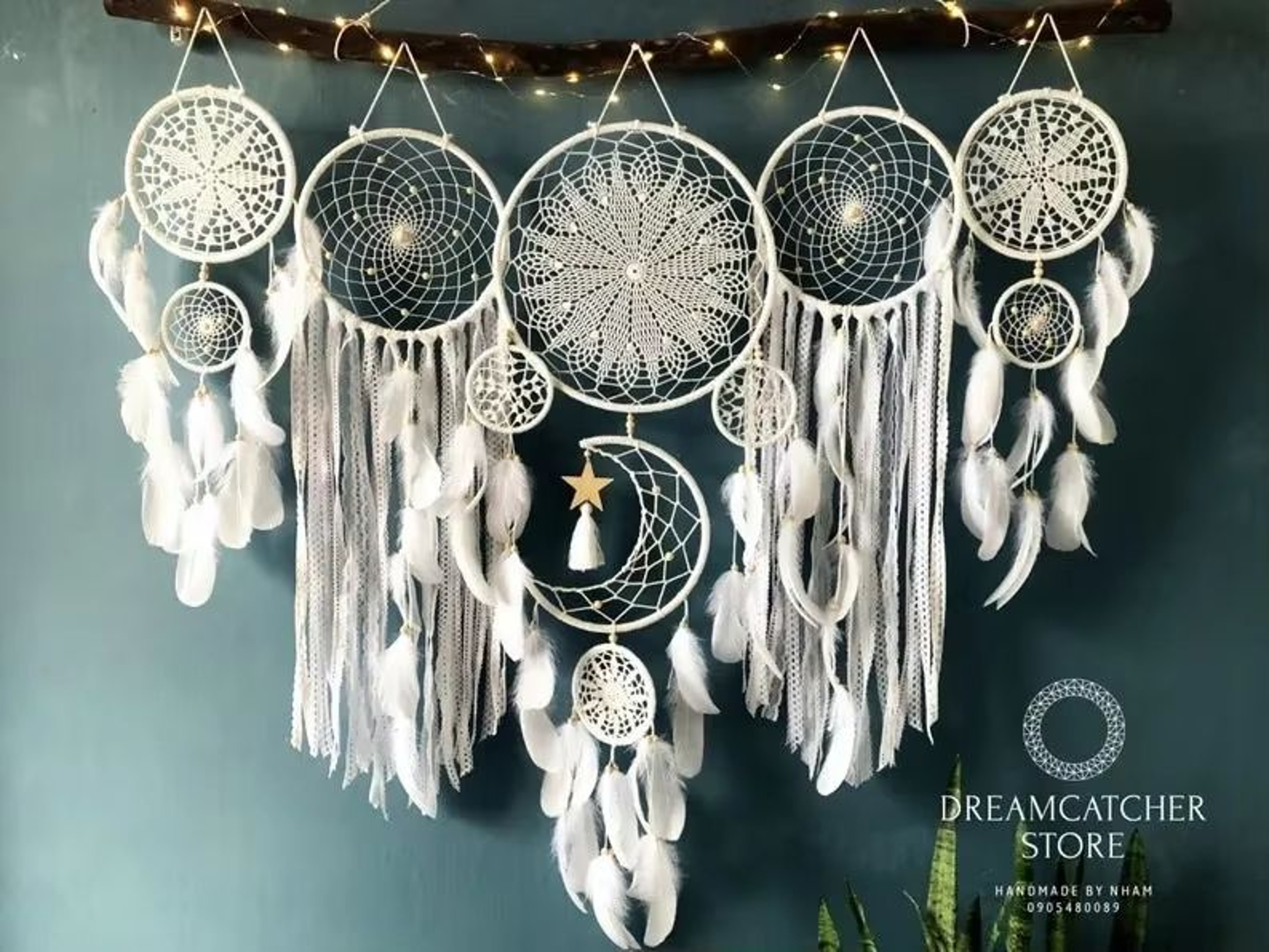 5Piece Boho Macrame Dream Catcher Set  Moon Wall Hanging Decor 6