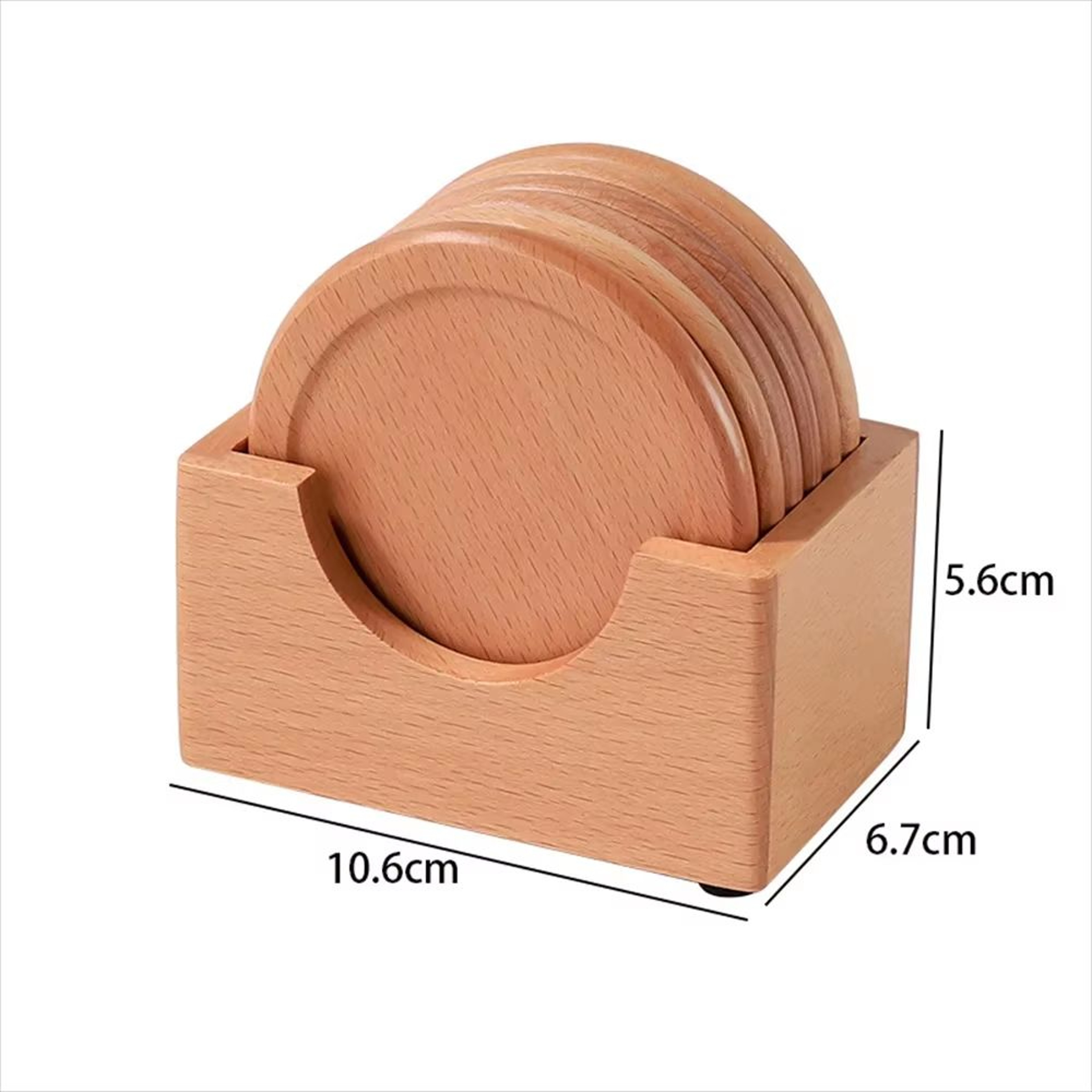 Walnut Wood Coaster Set  6Piece Japanese Style Insulated Round Drink Mats 7