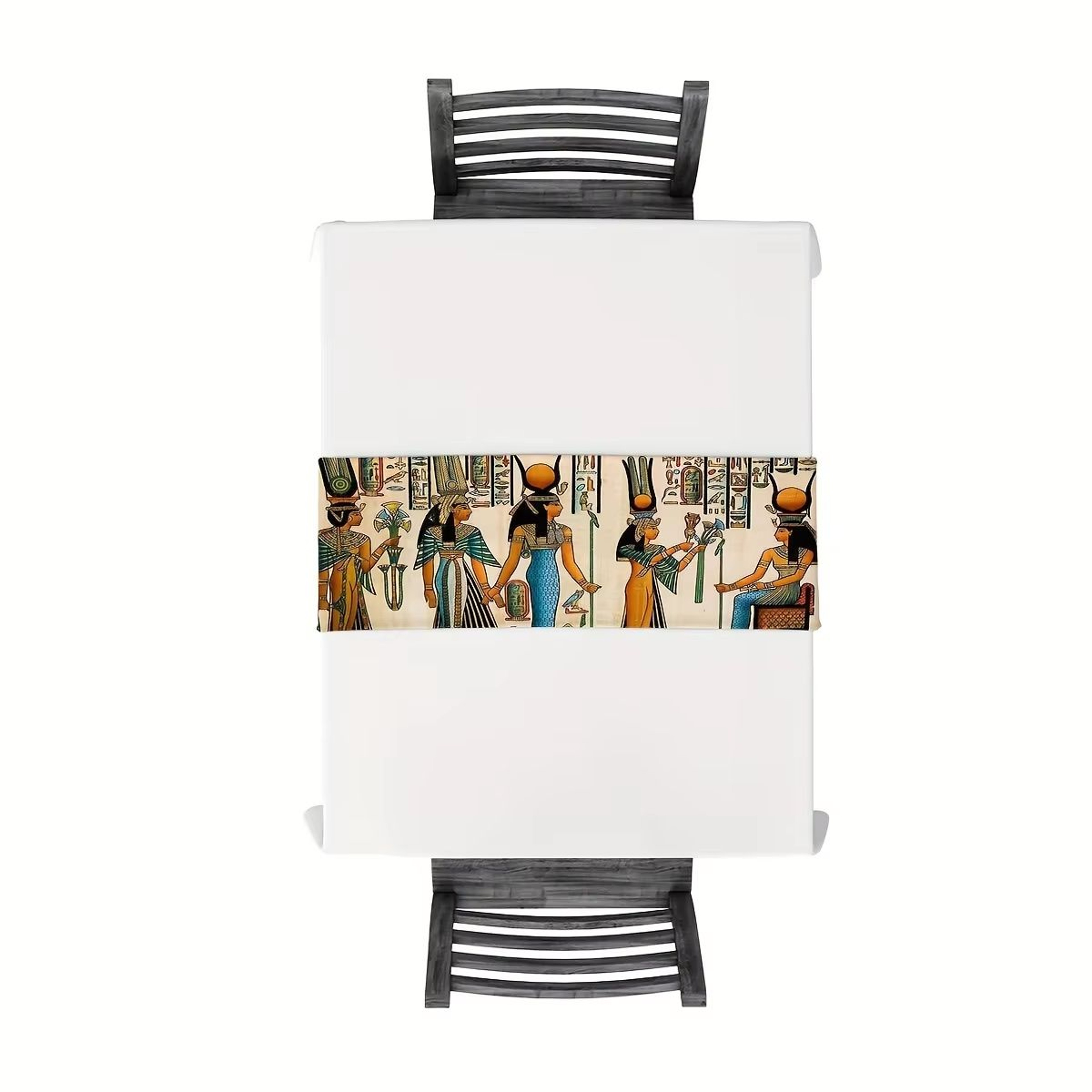 Ancient Egyptian Hieroglyph Linen Table Runner For Vintage Ethnic Home Decor 4