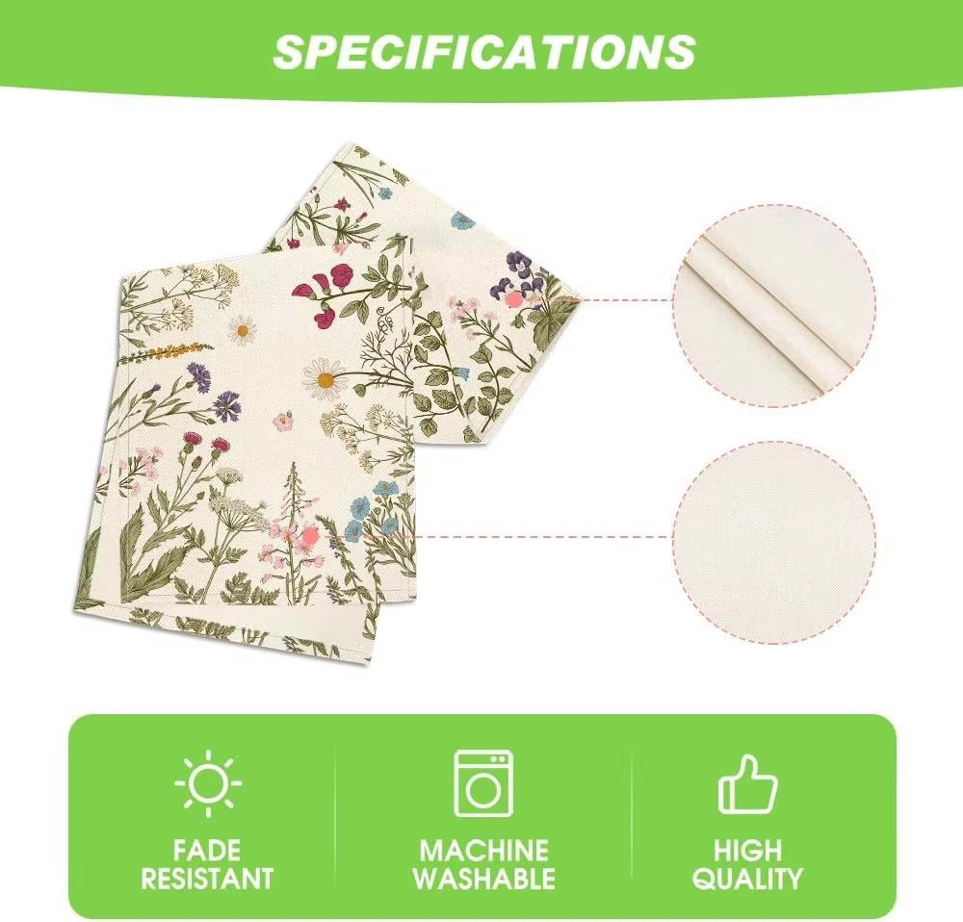Spring Daisy Linen Table Runner Farmhouse Floral Dining Table Decor 5