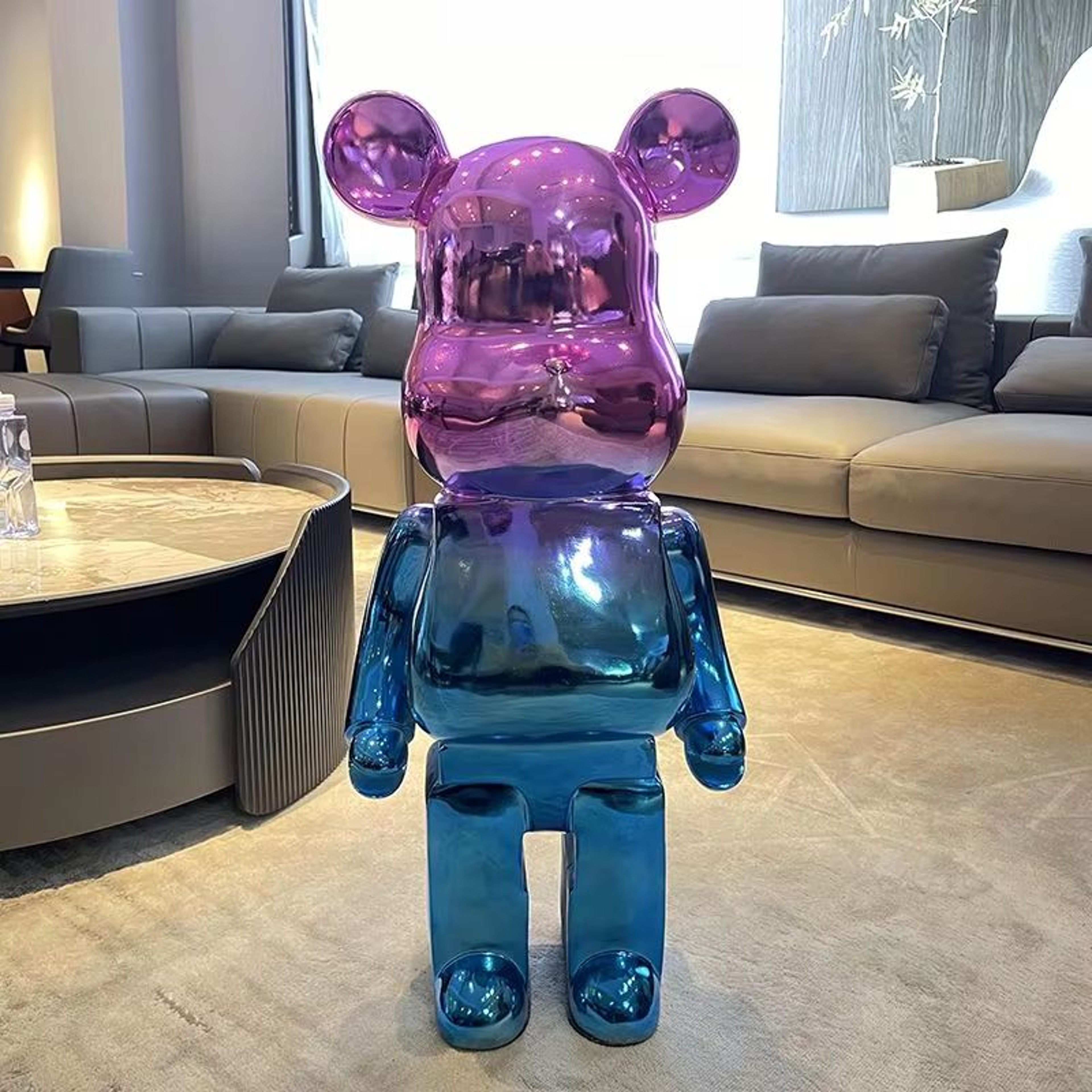 Luxury Gradient Mirror Bear Sculpture Modern Statement Decor 6