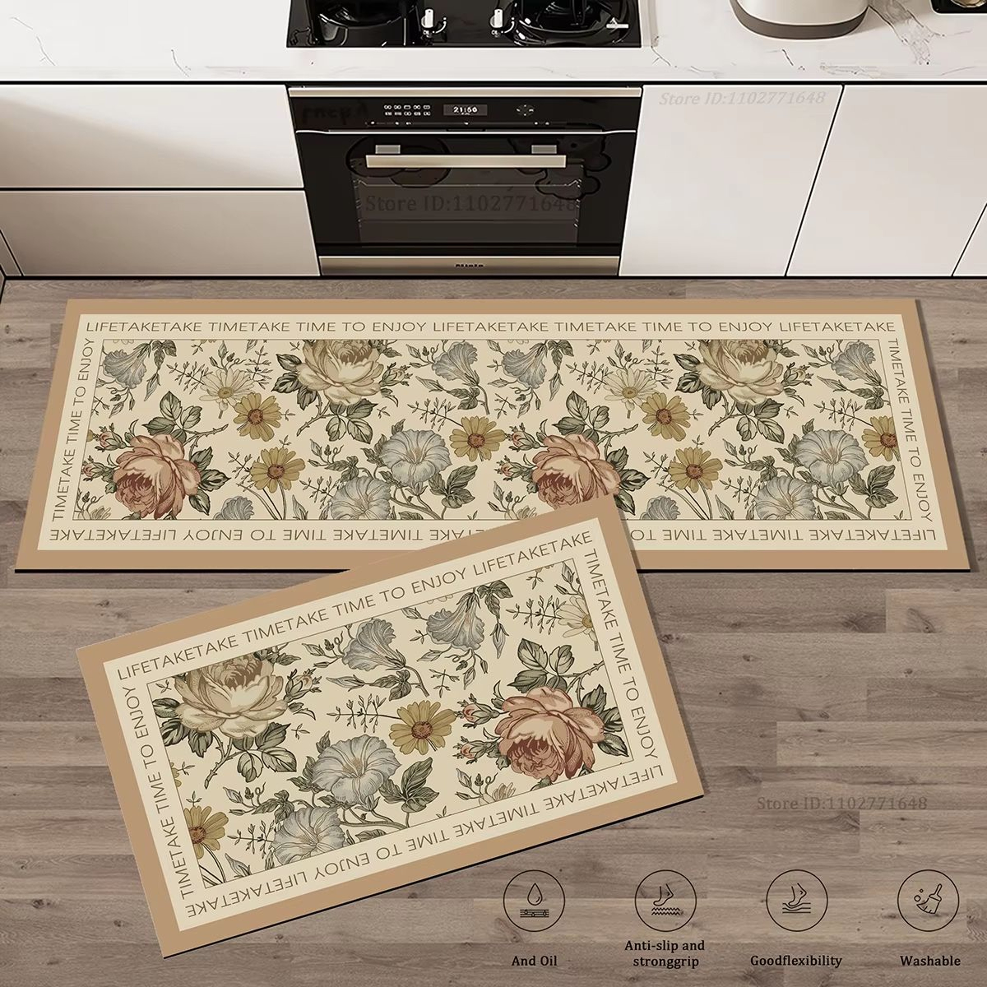Floral Anti Fatigue Kitchen Runner Rug Extra Thick Non Slip Long Floor Mat 0