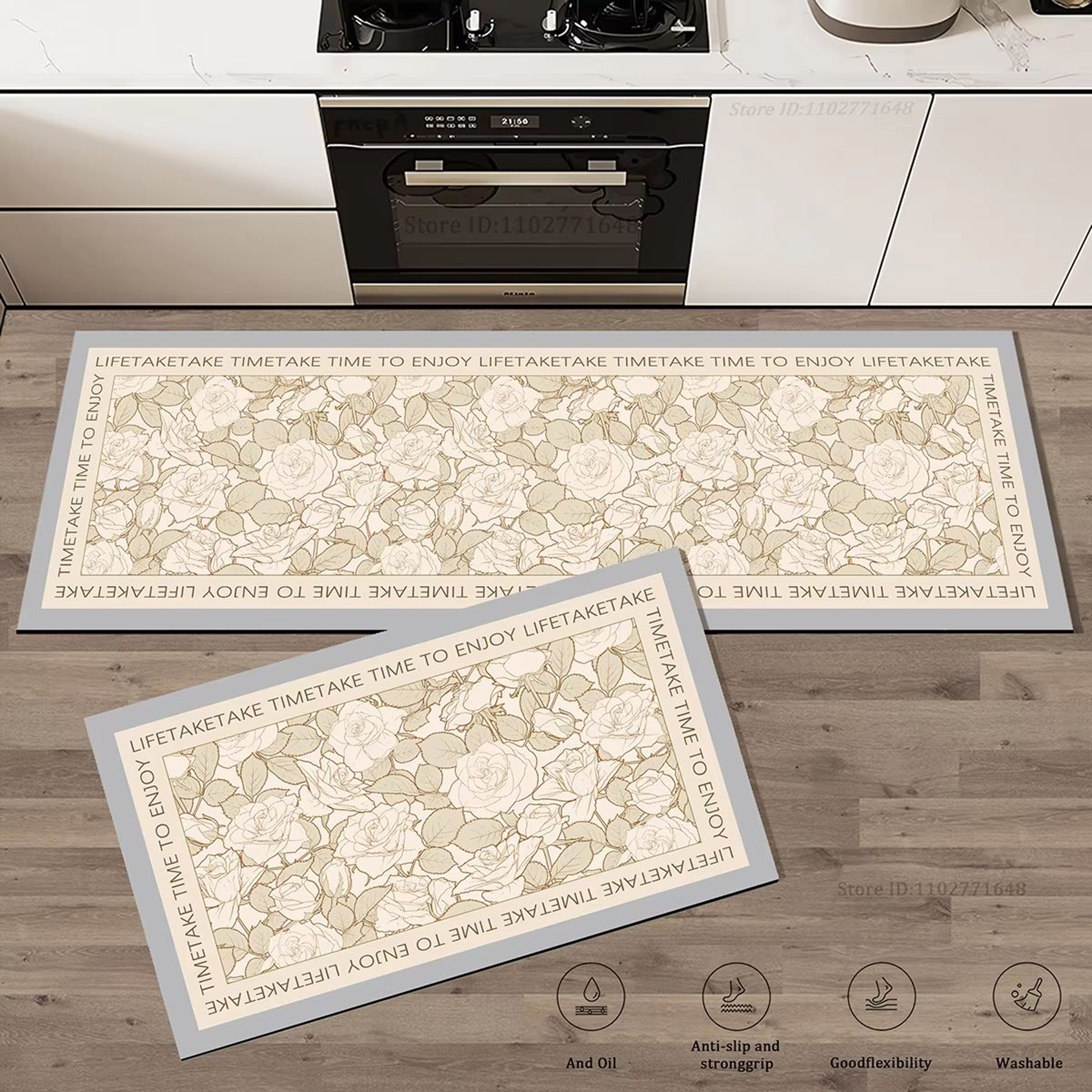 Floral Anti Fatigue Kitchen Runner Rug Extra Thick Non Slip Long Floor Mat 2