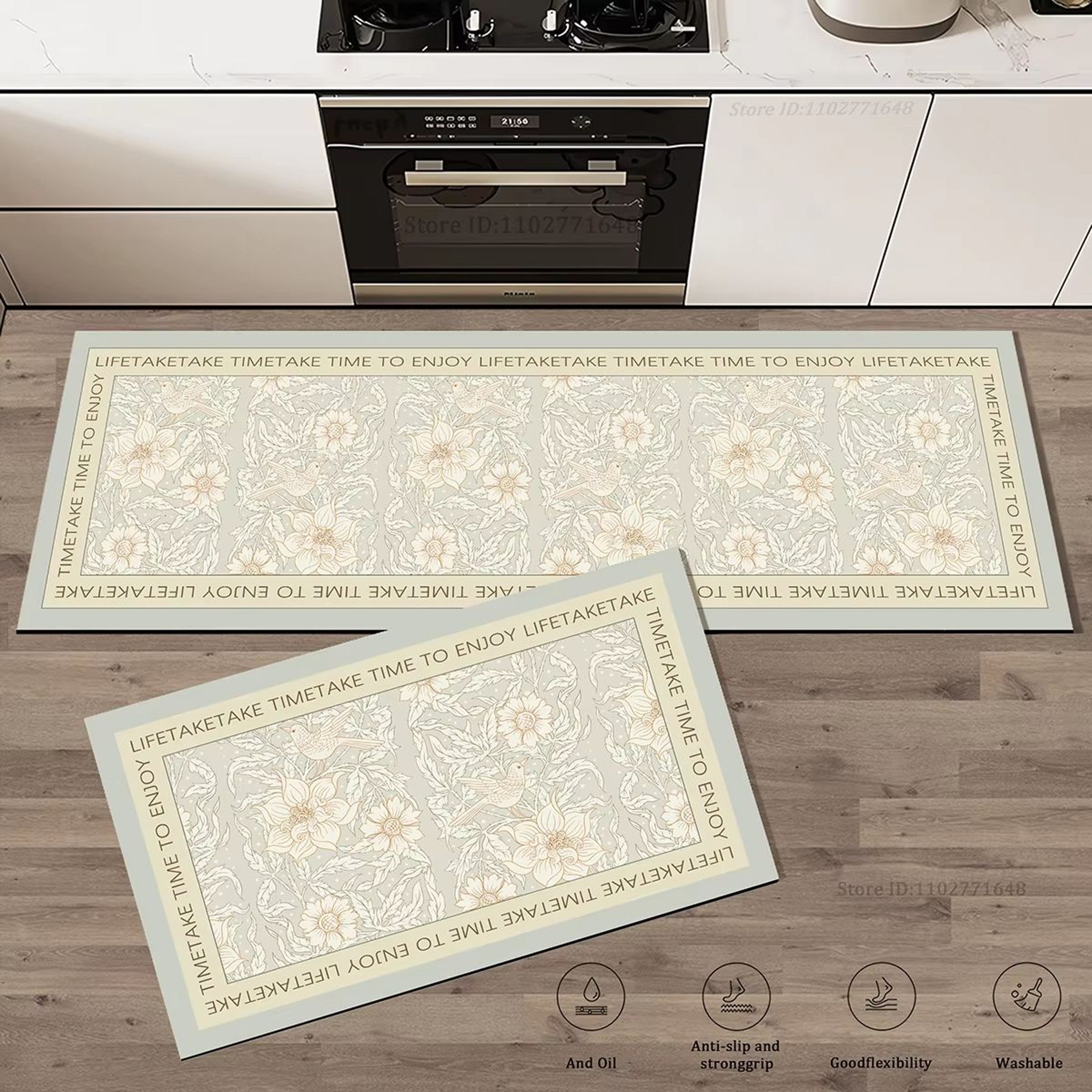 Floral Anti Fatigue Kitchen Runner Rug Extra Thick Non Slip Long Floor Mat 4