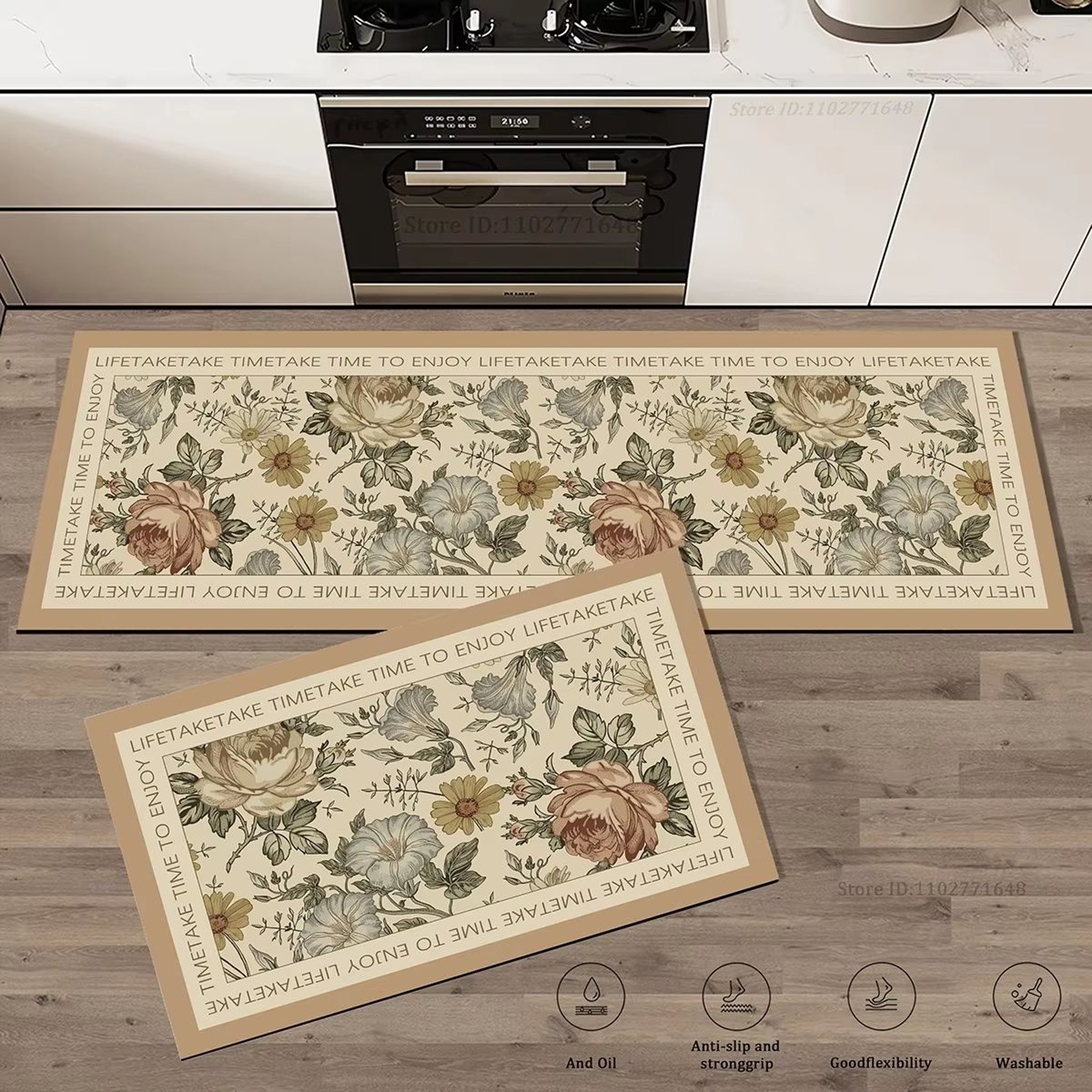 Floral Anti Fatigue Kitchen Runner Rug Extra Thick Non Slip Long Floor Mat 8
