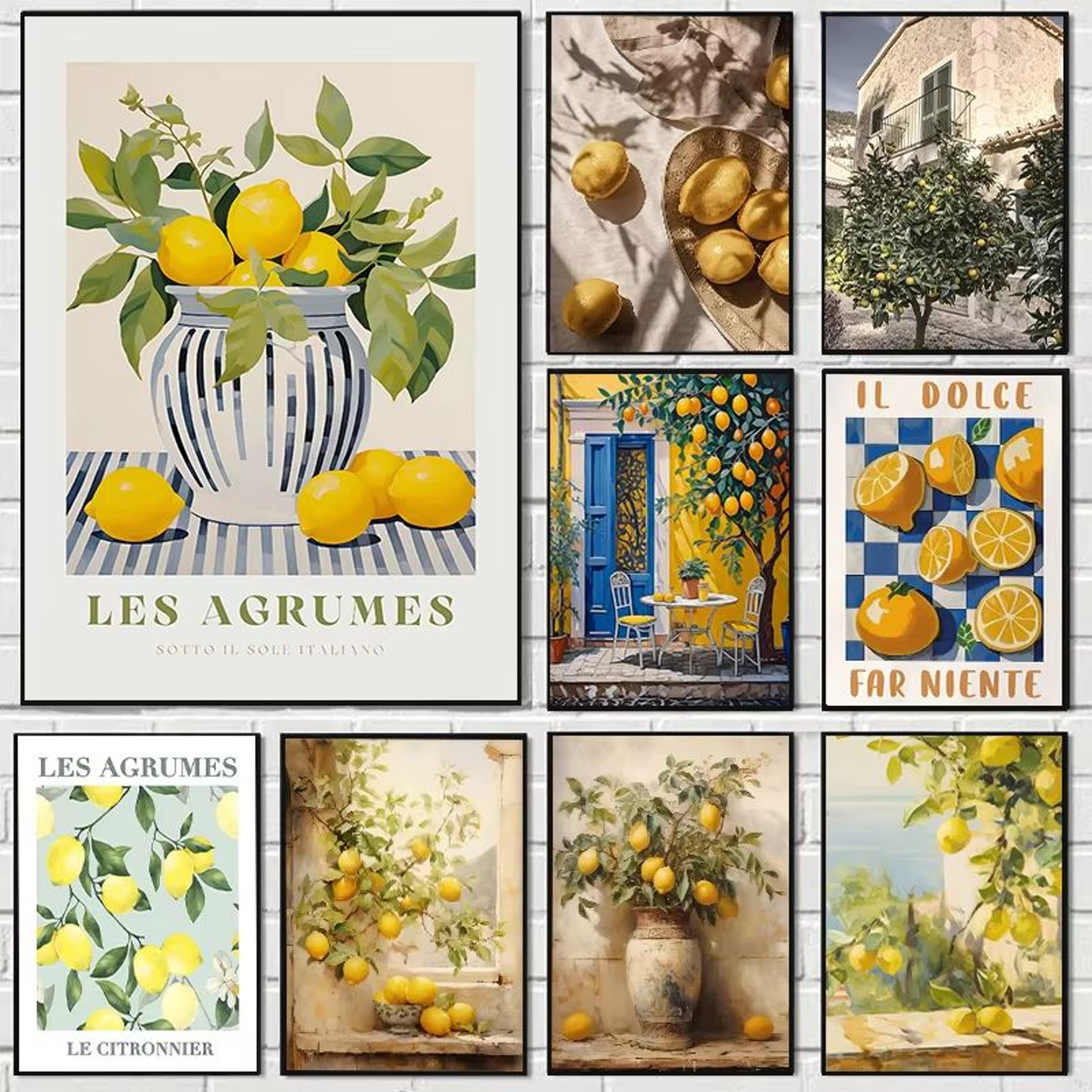 Retro Lemon Garden Canvas Wall Art Print For Summer Home Decor And Modern Living Spaces 0