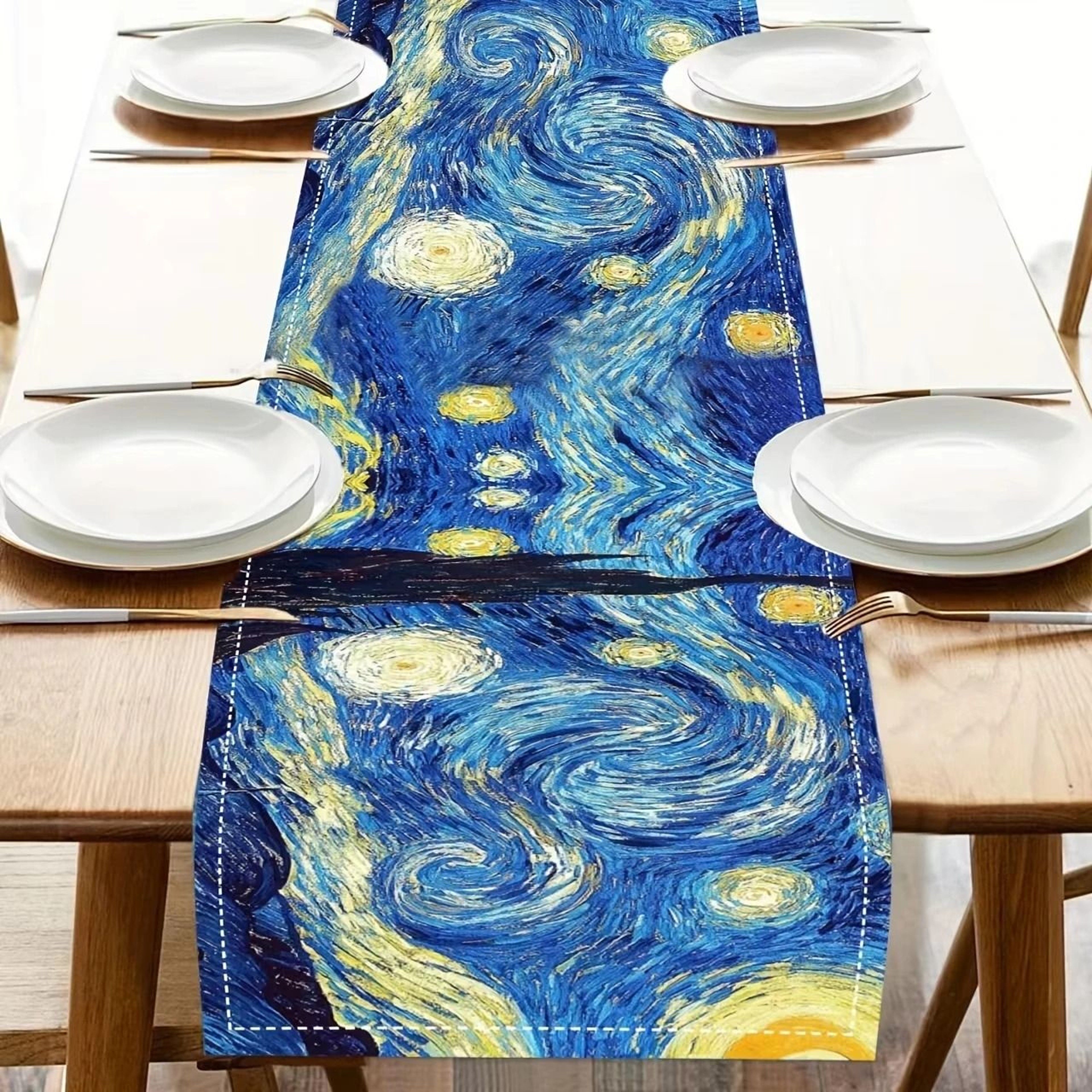 Van Gogh Starry Night Table Flag Artistic Dining Table Decor Accent 10