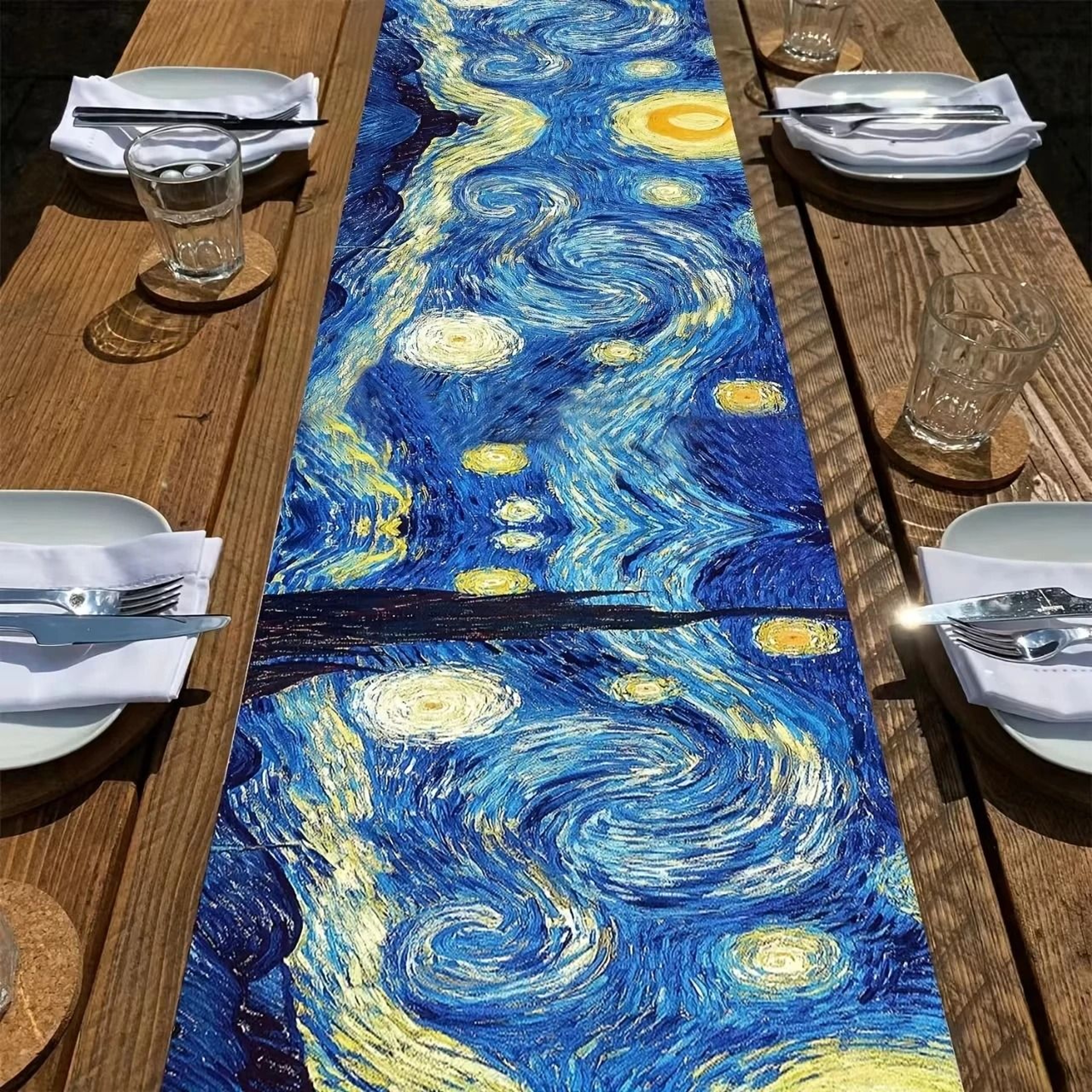Van Gogh Starry Night Table Flag Artistic Dining Table Decor Accent 15
