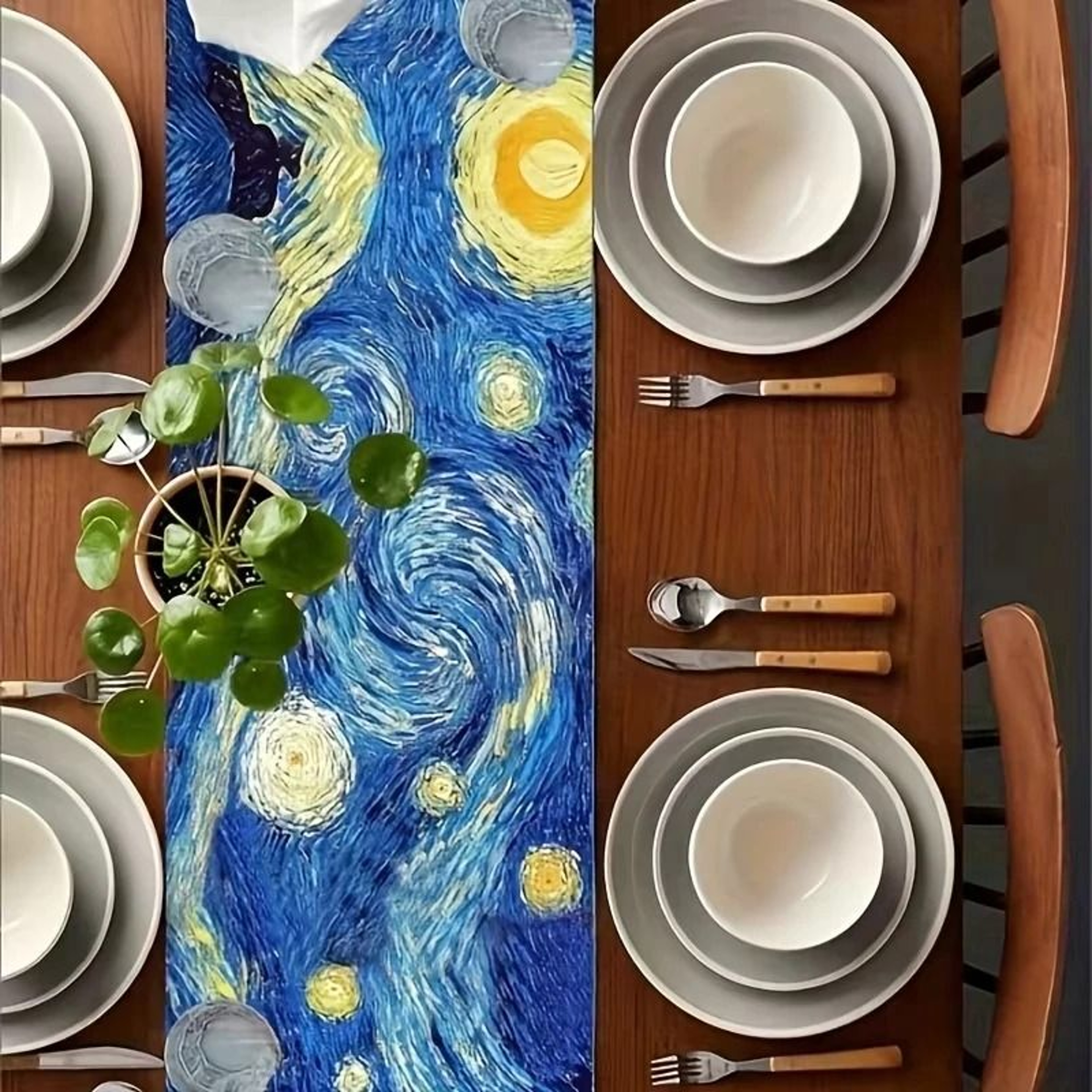 Van Gogh Starry Night Table Flag Artistic Dining Table Decor Accent 8