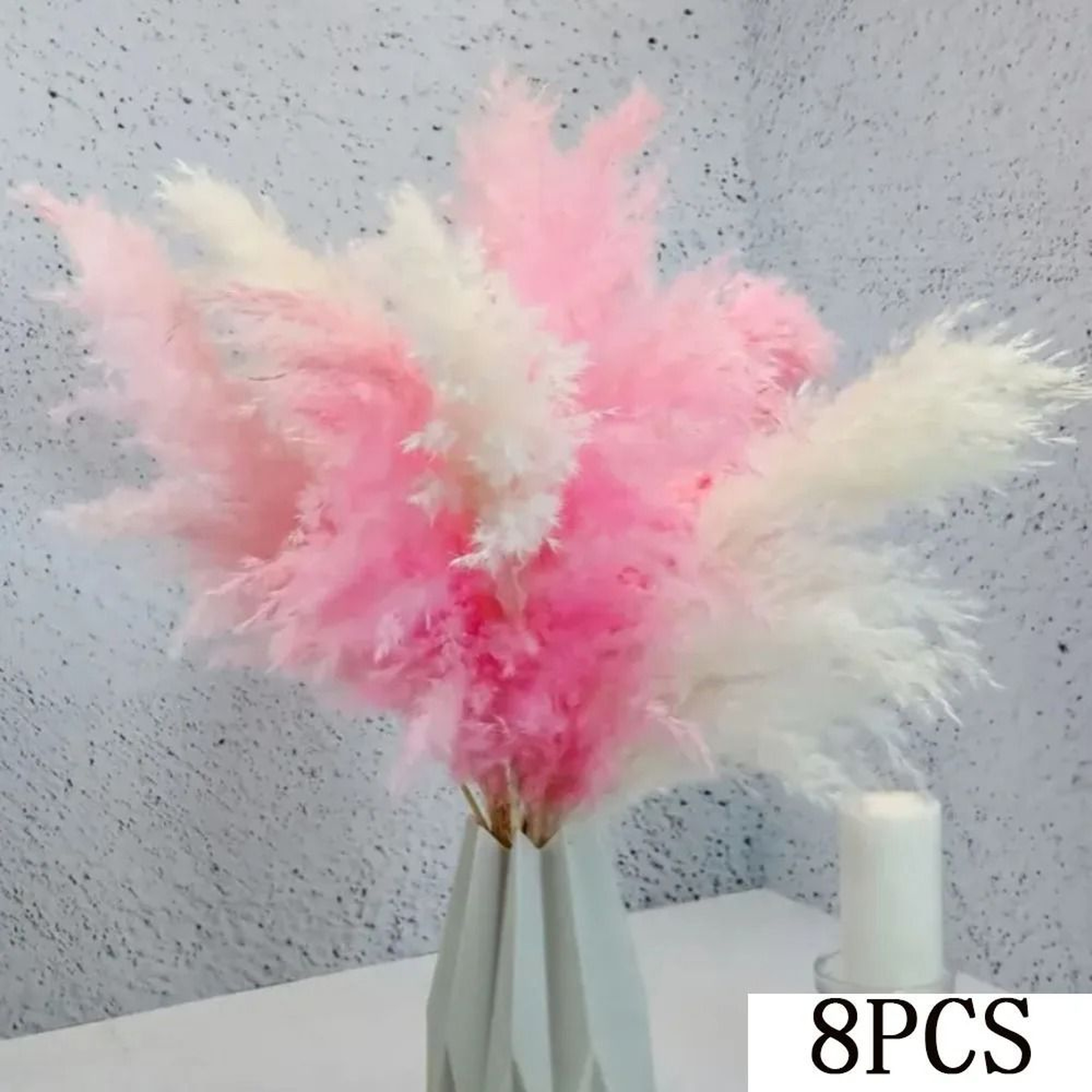 Pink White Dried Flower Pampas Bouquet  Boho Wedding Centerpiece Decor 11