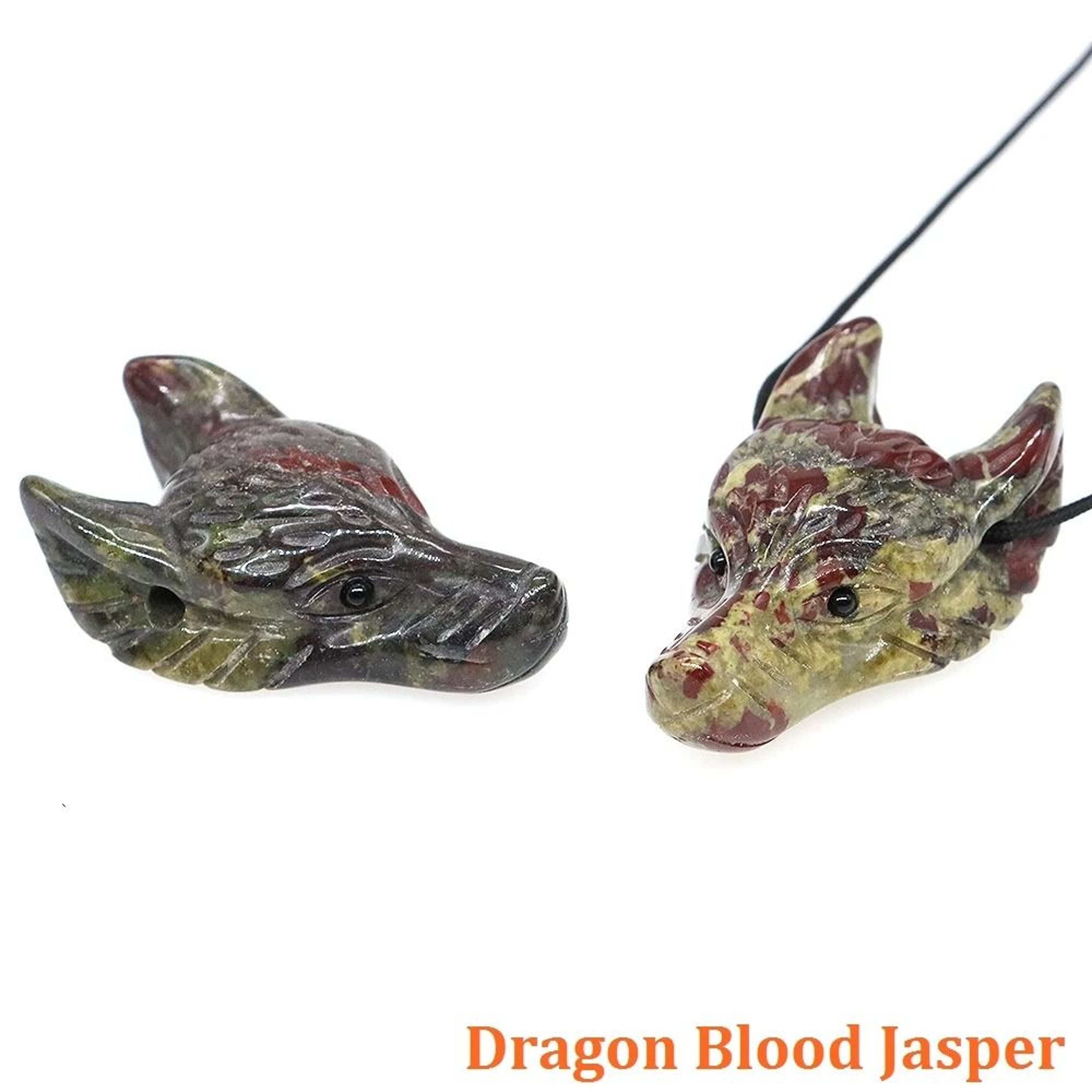 Hand Carved Wolf Head Crystal Pendant  Natural Wolf Head Stone Pendant For Healing Jewelry Making 14