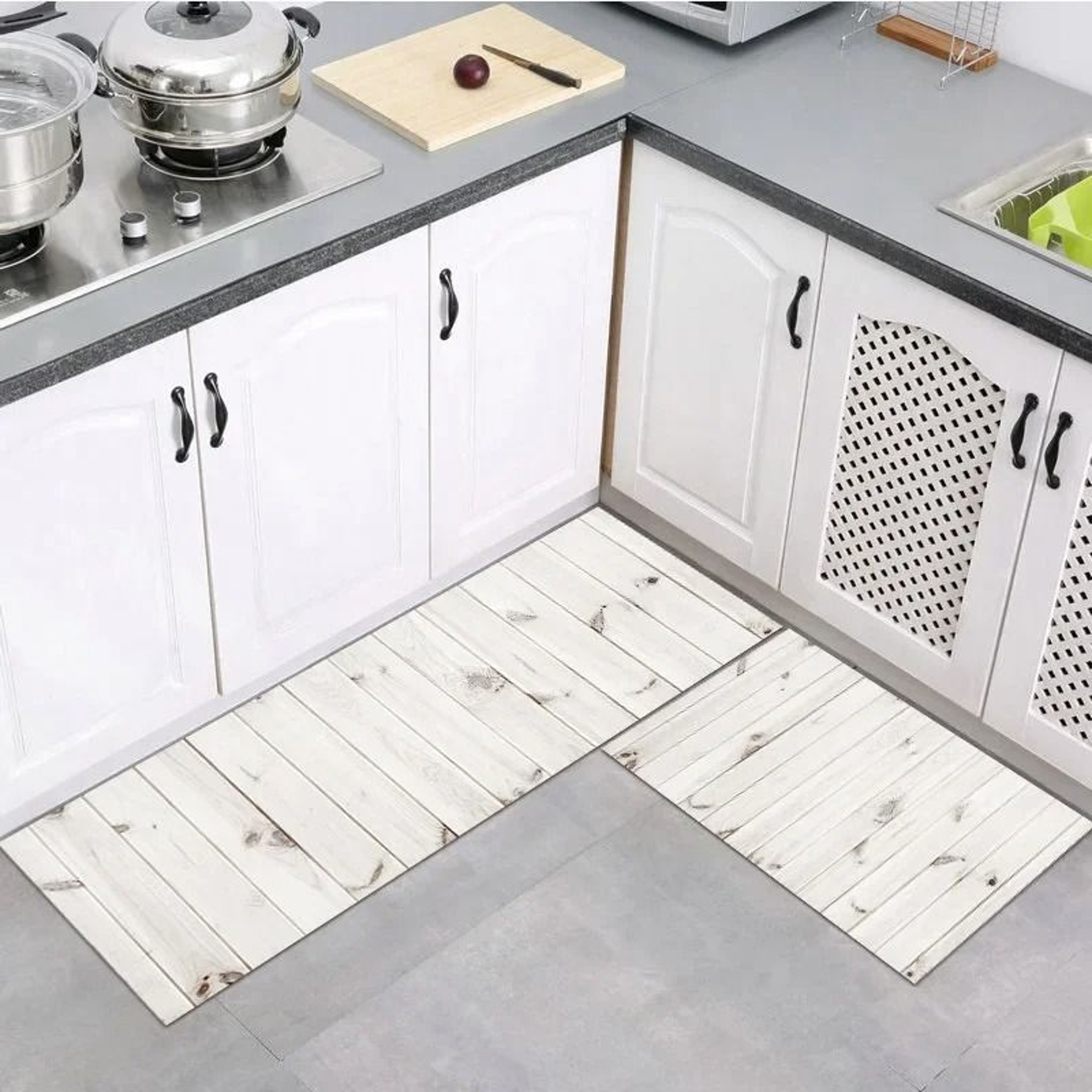 Modern Wood Grain NonSlip Floor Mat Soft Absorbent Entryway  Bathroom Rug 10