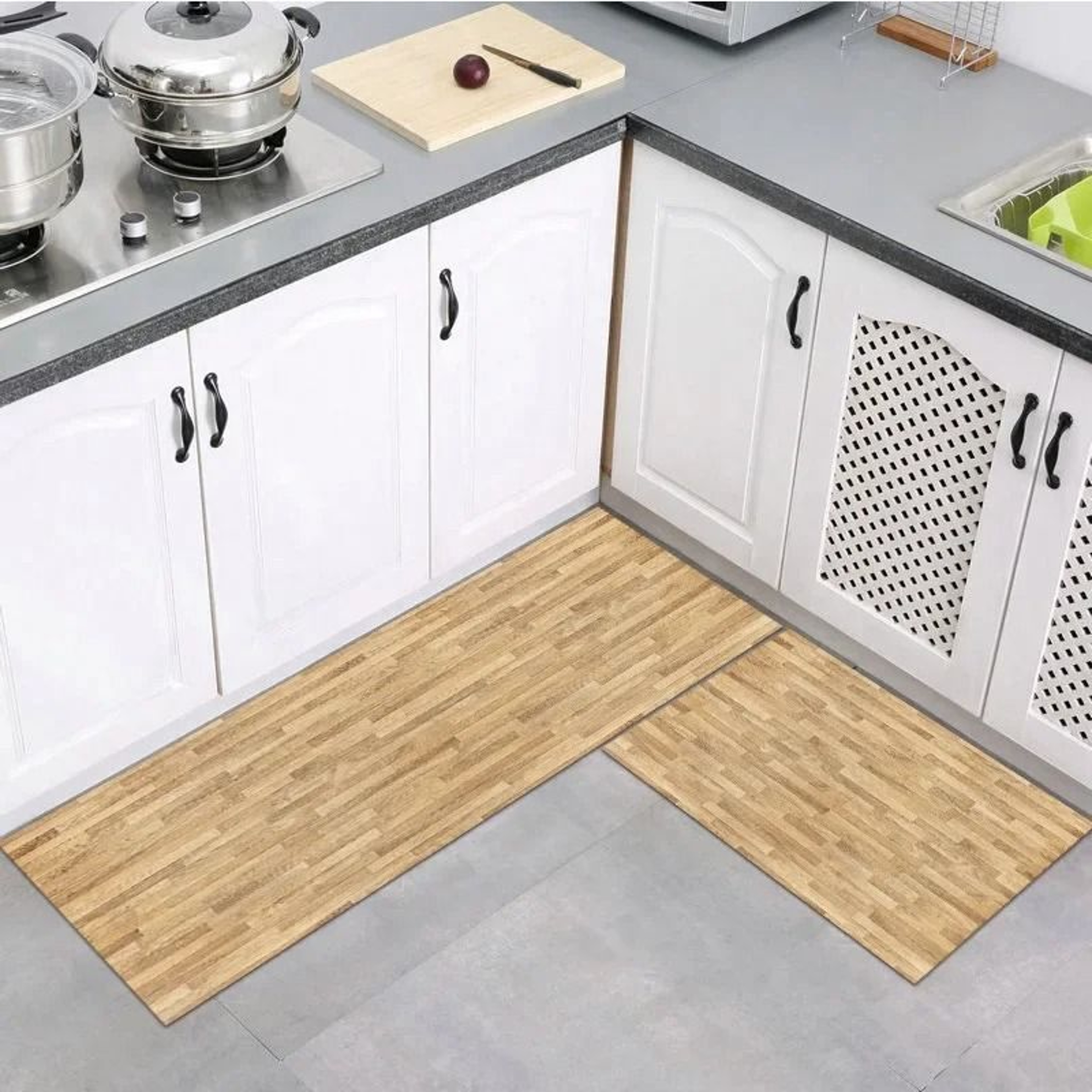 Modern Wood Grain NonSlip Floor Mat Soft Absorbent Entryway  Bathroom Rug 14