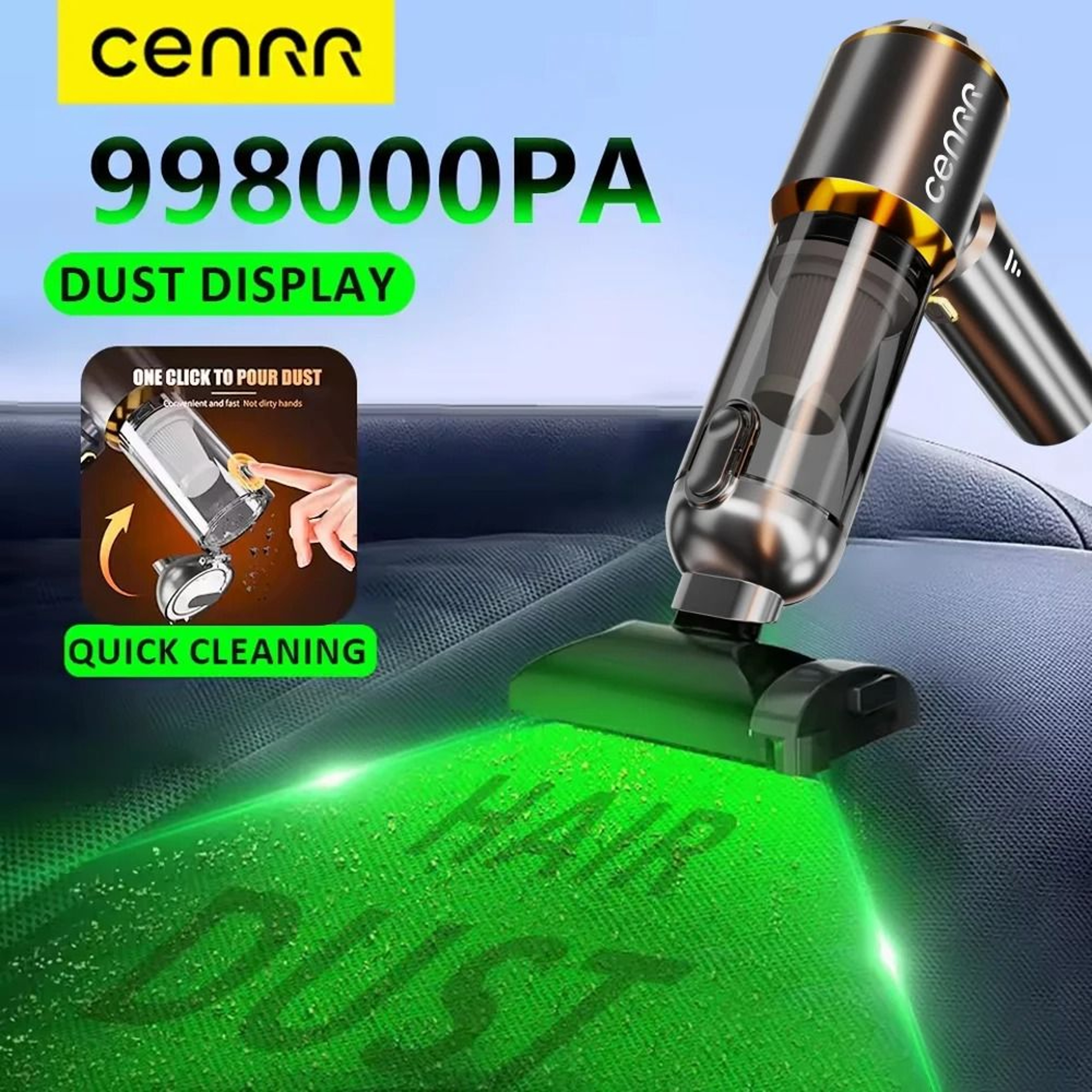 CENRR Compact Cordless Car Vacuum Mini High Power Handheld Blower Cleaner 1