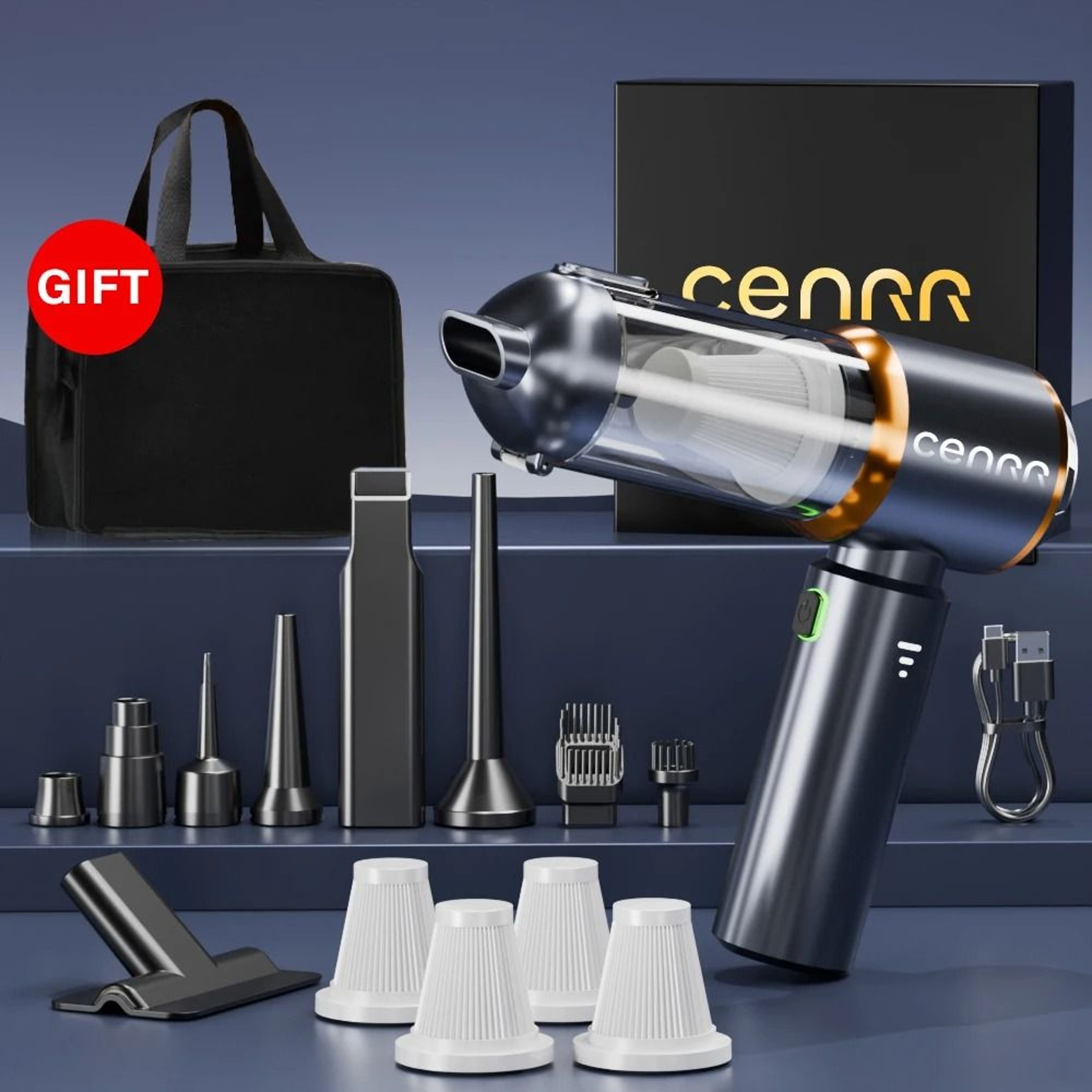 CENRR High Power Cordless Car Vacuum Mini Portable Handheld Blower Cleaner 13