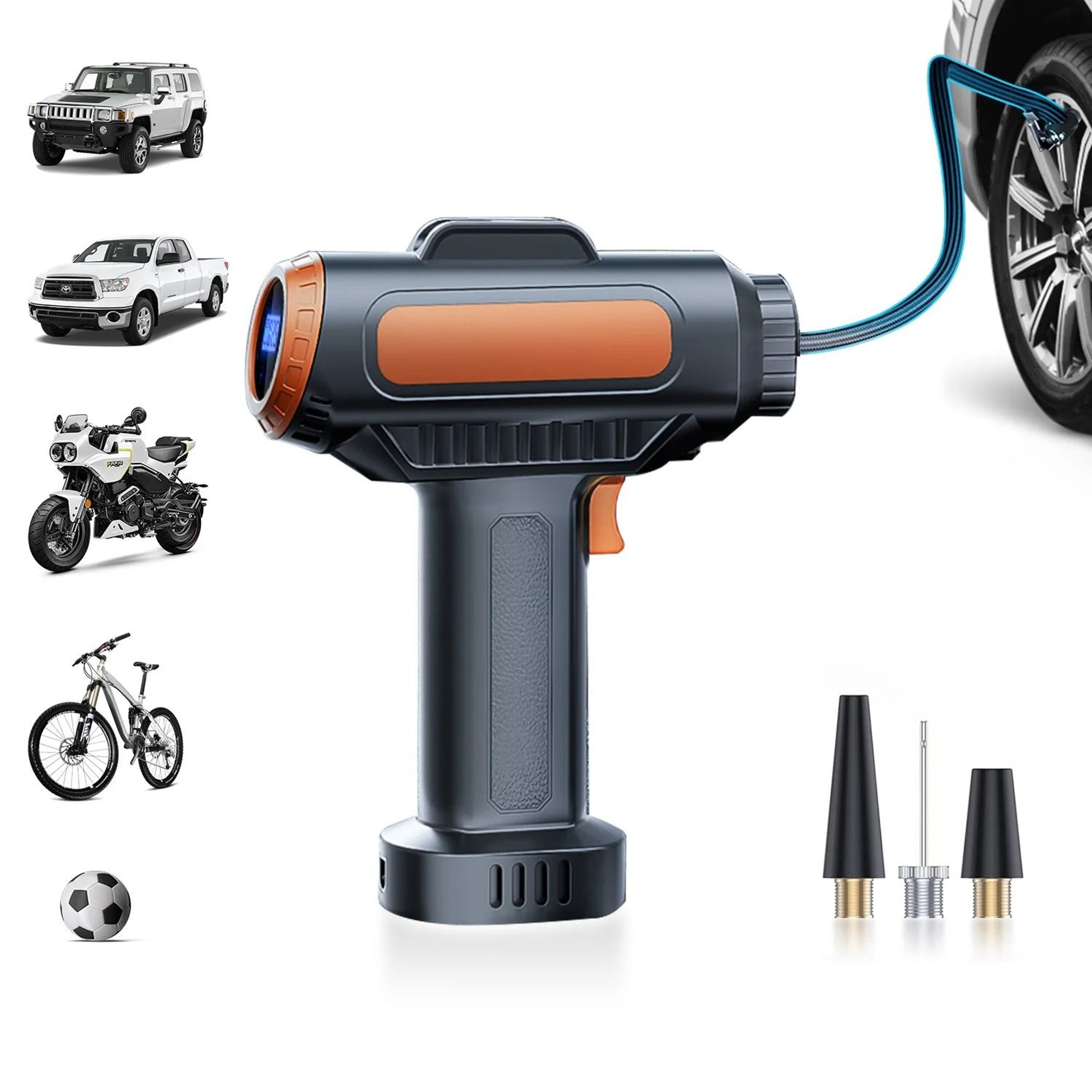 BELIBUY Cordless Tire Inflator With LED Display Portable Electric Air Pump For Car And Bike 0