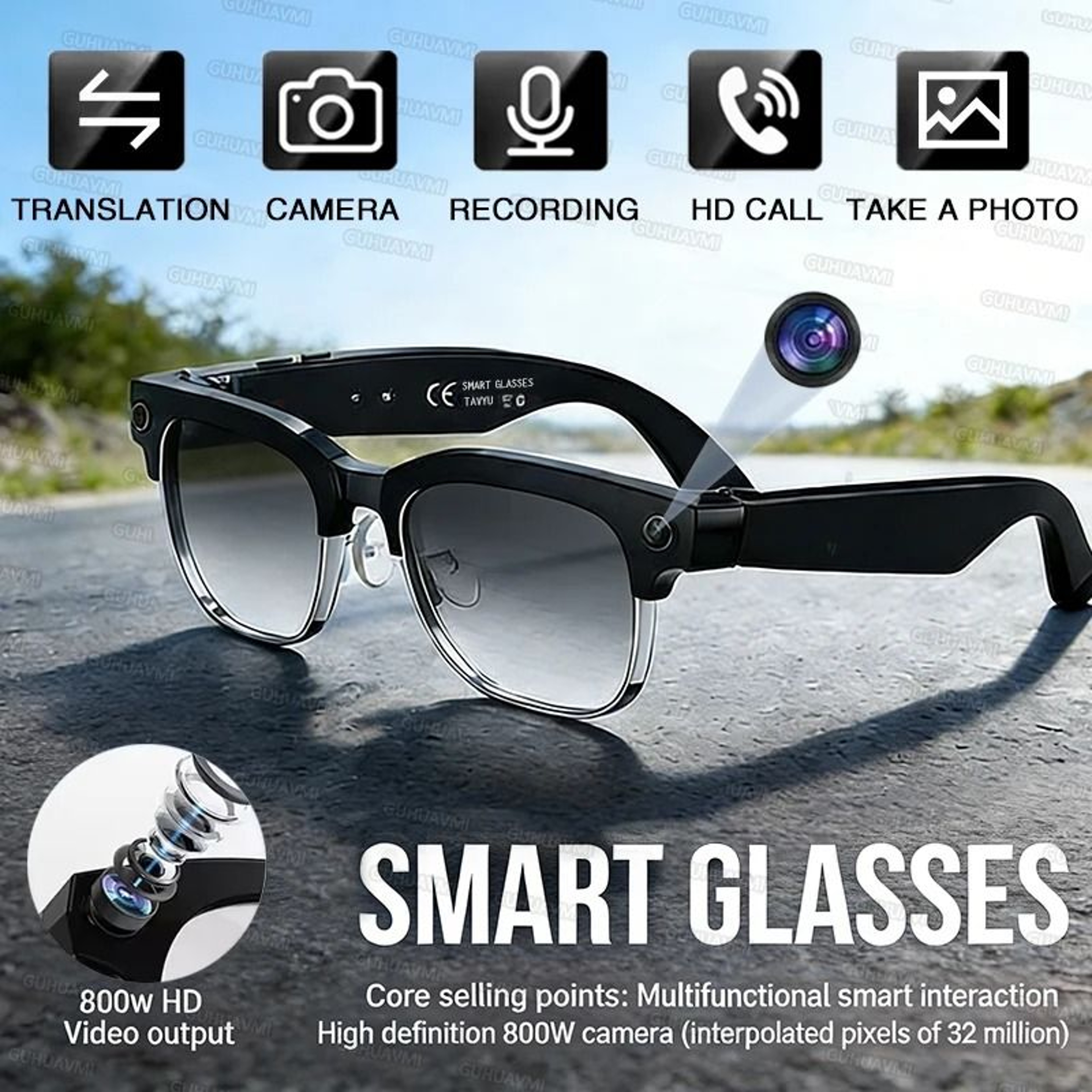 AI Smart Camera Glasses With HD Video Recording Bluetooth Calls And Voice Translation 7